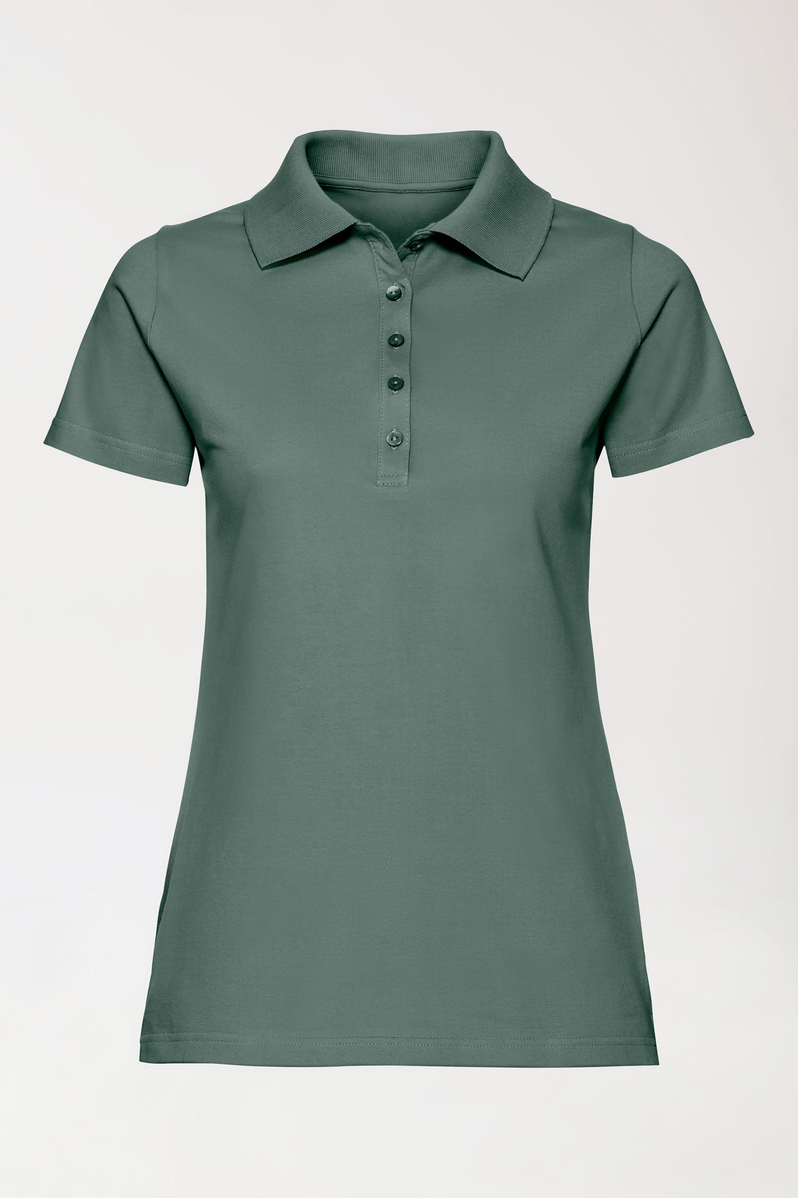 Stretch Shirt Damen - Polokragen dunkelgrün, Vorderansicht