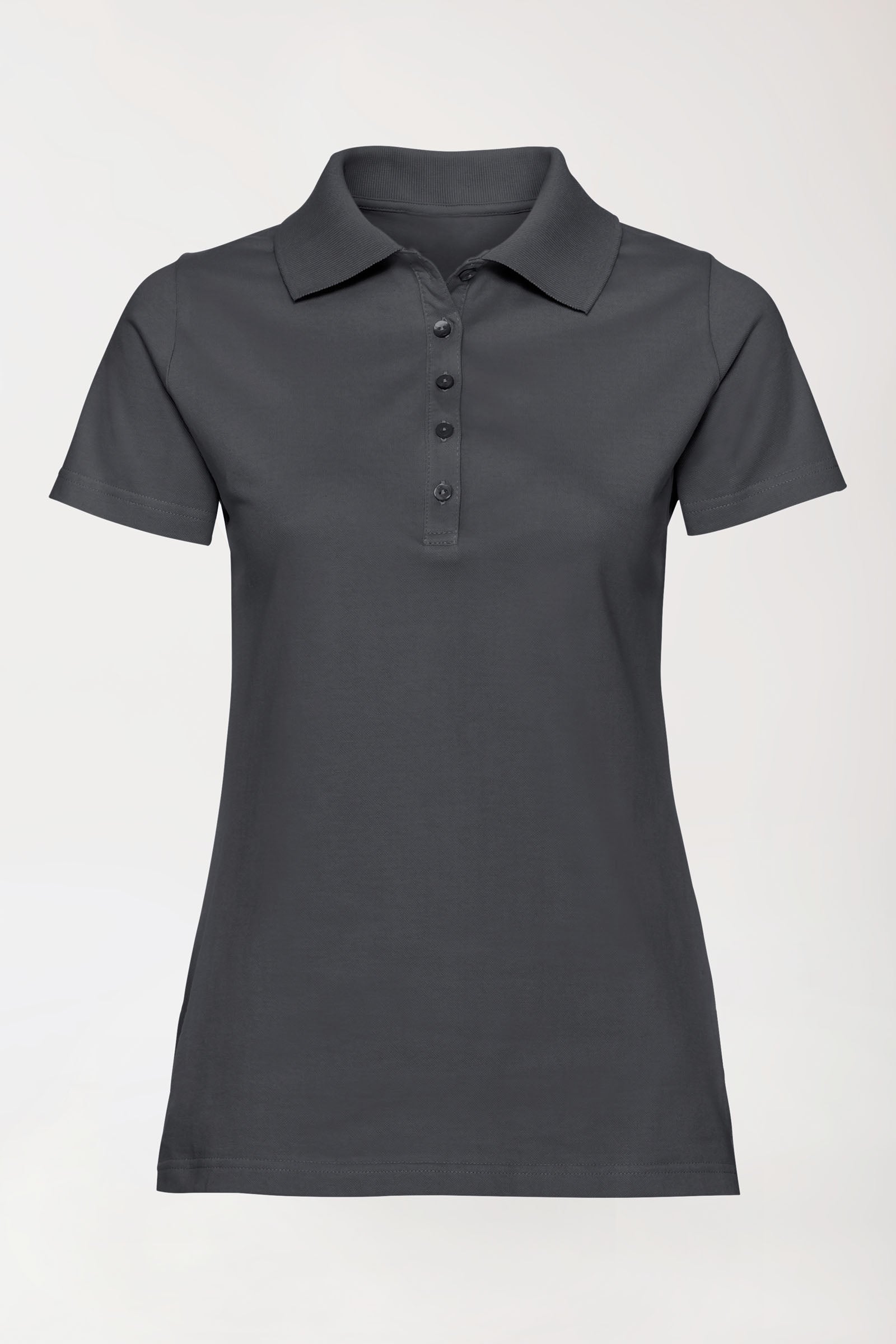 Stretch Shirt Damen - Polokragen erzgrau, Vorderansicht