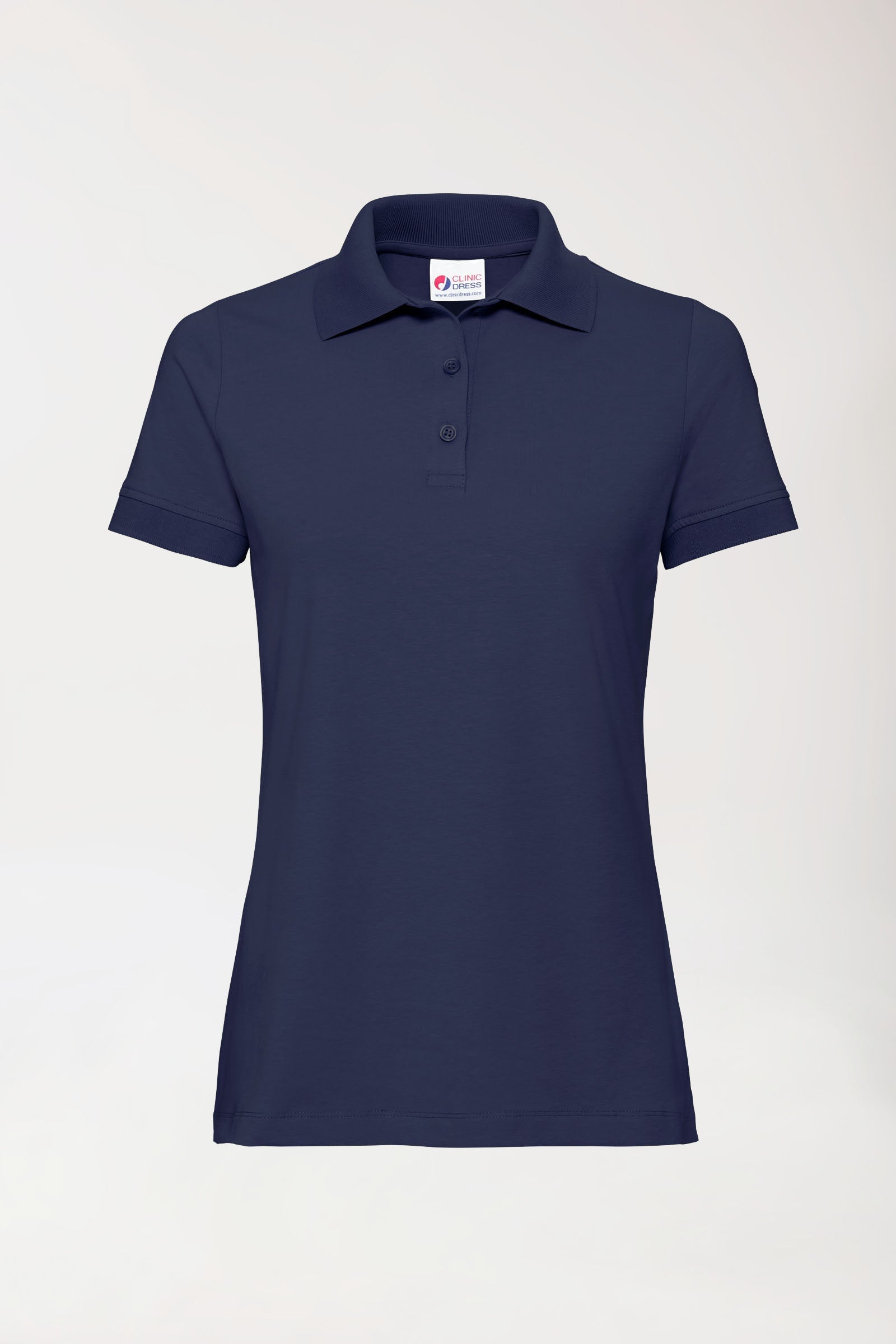 Stretch Shirt Damen - Polokragen - Knopfleiste navy, Vorderansicht