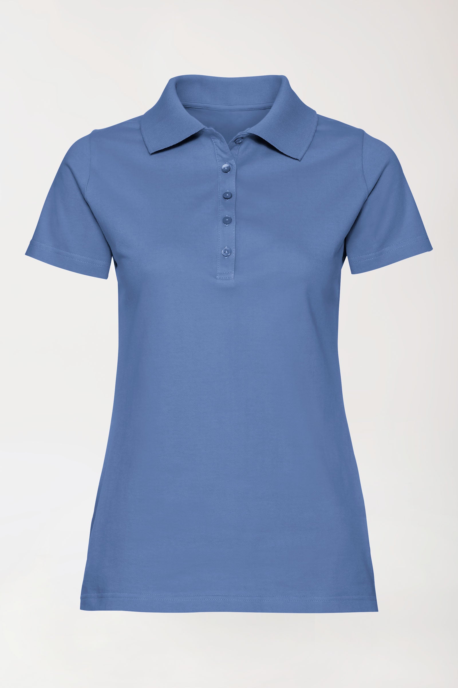 Stretch Shirt Damen - Polokragen petrolblau, Vorderansicht