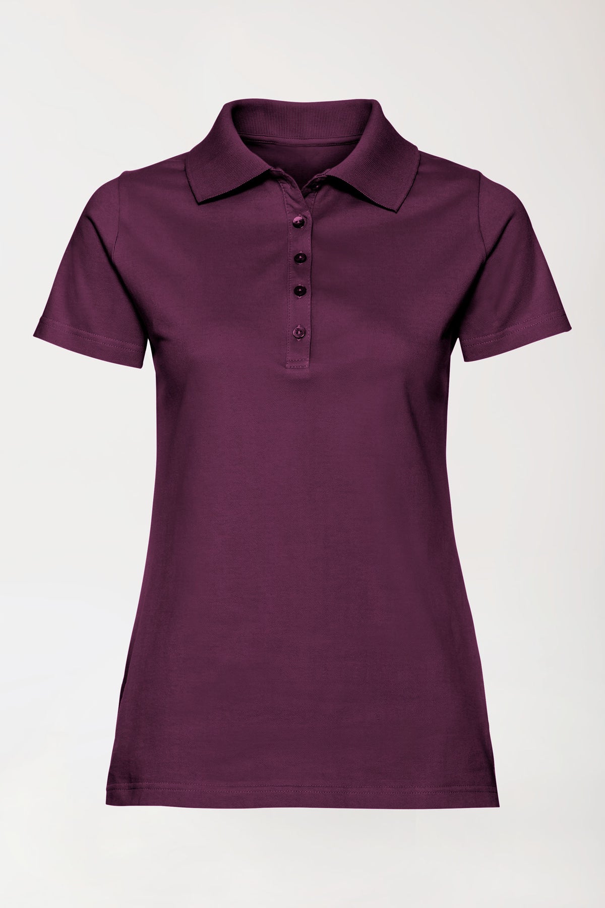 Stretch Shirt Damen - Polokragen pflaume