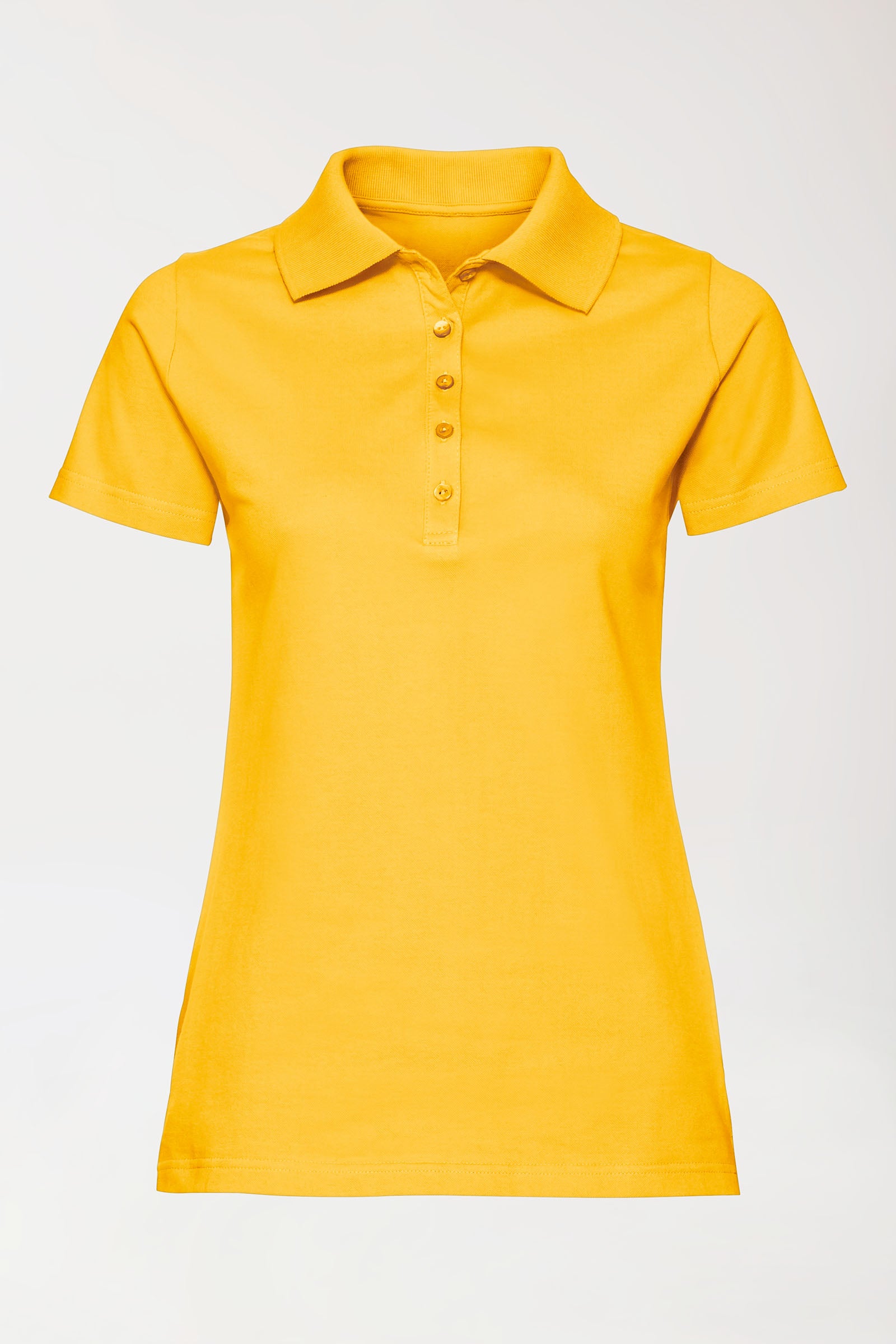 Stretch Shirt Damen - Polokragen sonnengelb, Vorderansicht