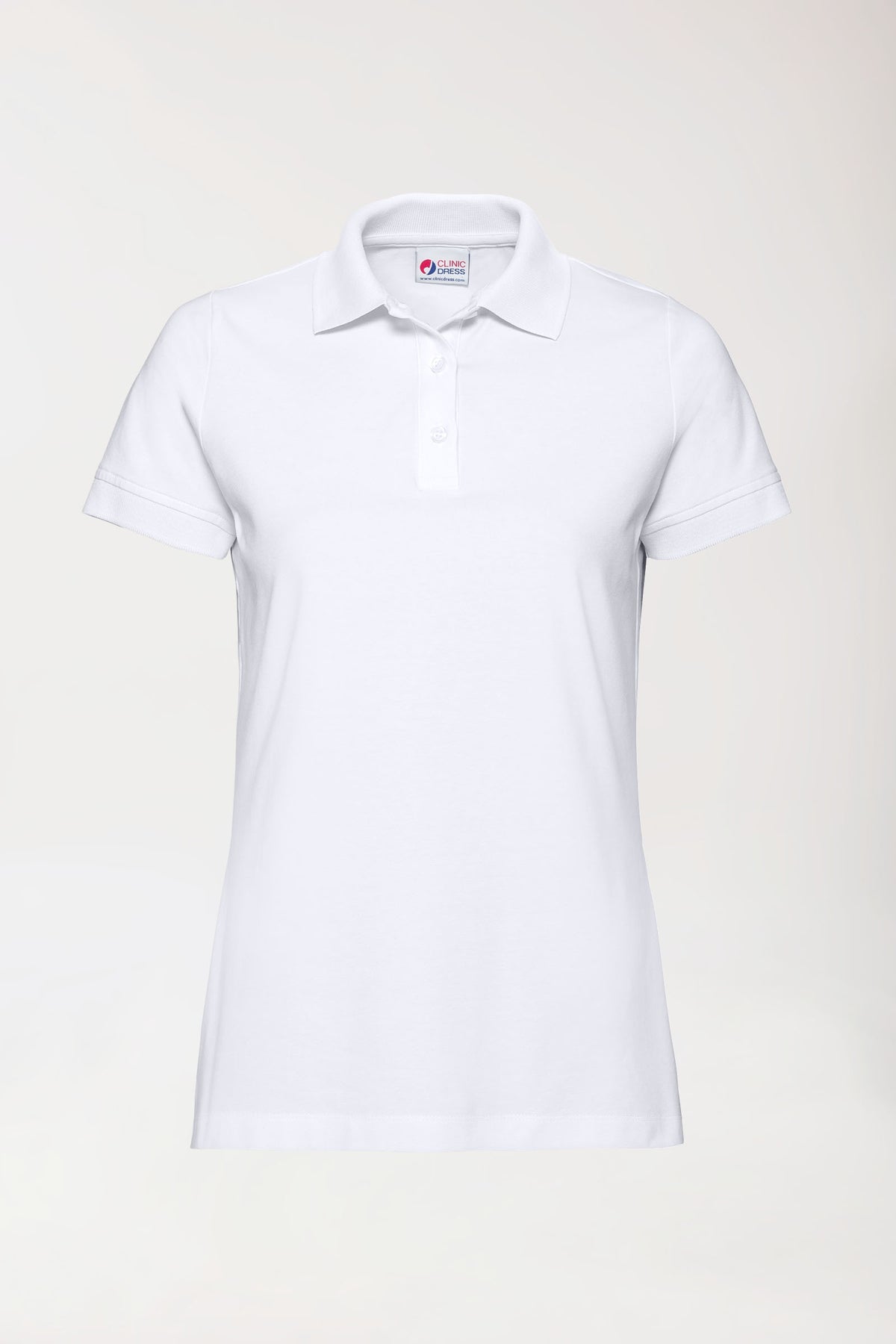 Stretch Shirt Damen - Polokragen - Knopfleiste weiß
