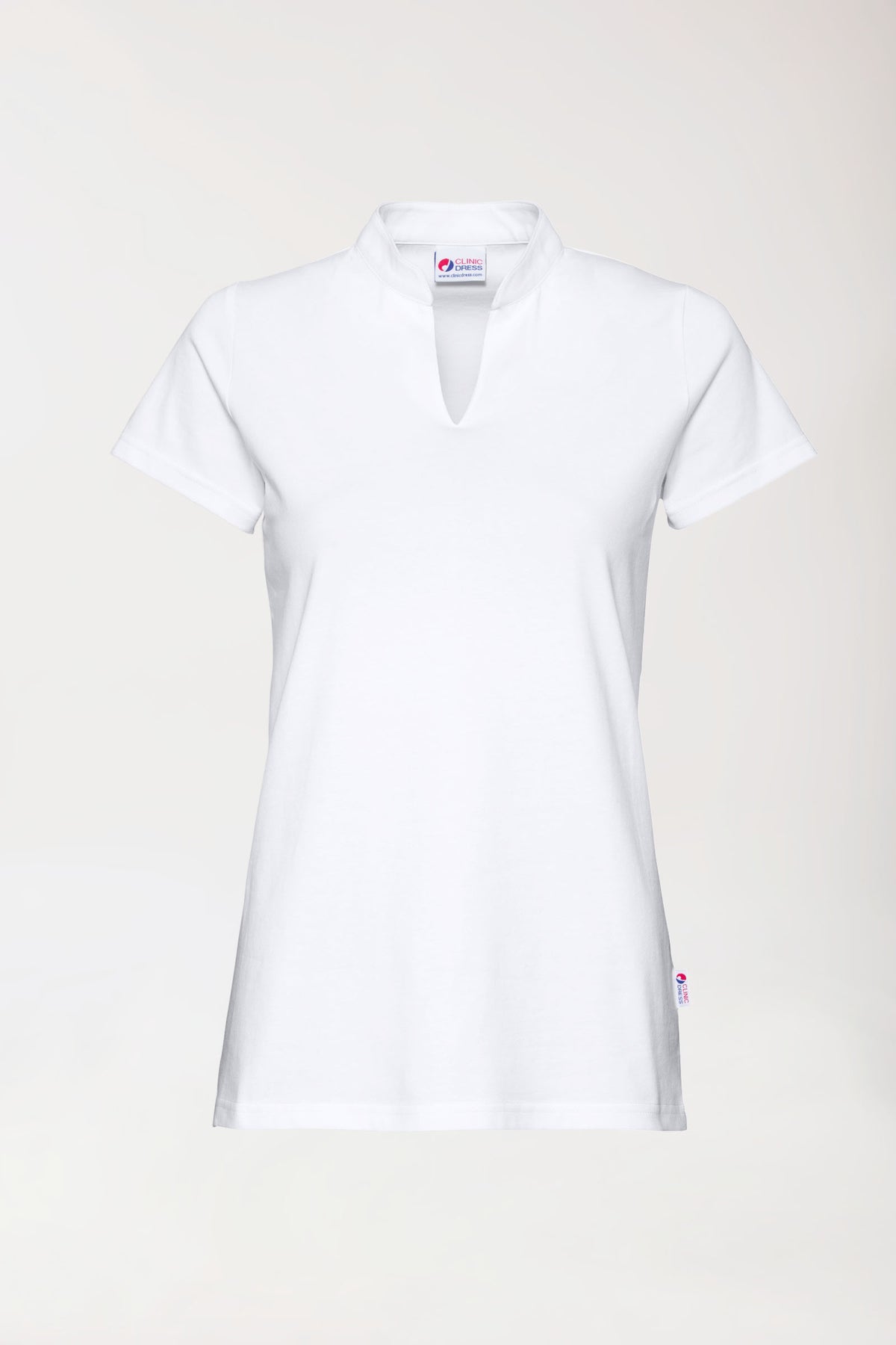 Stretch Shirt Damen - Stehkragen weiß, Vorderansicht