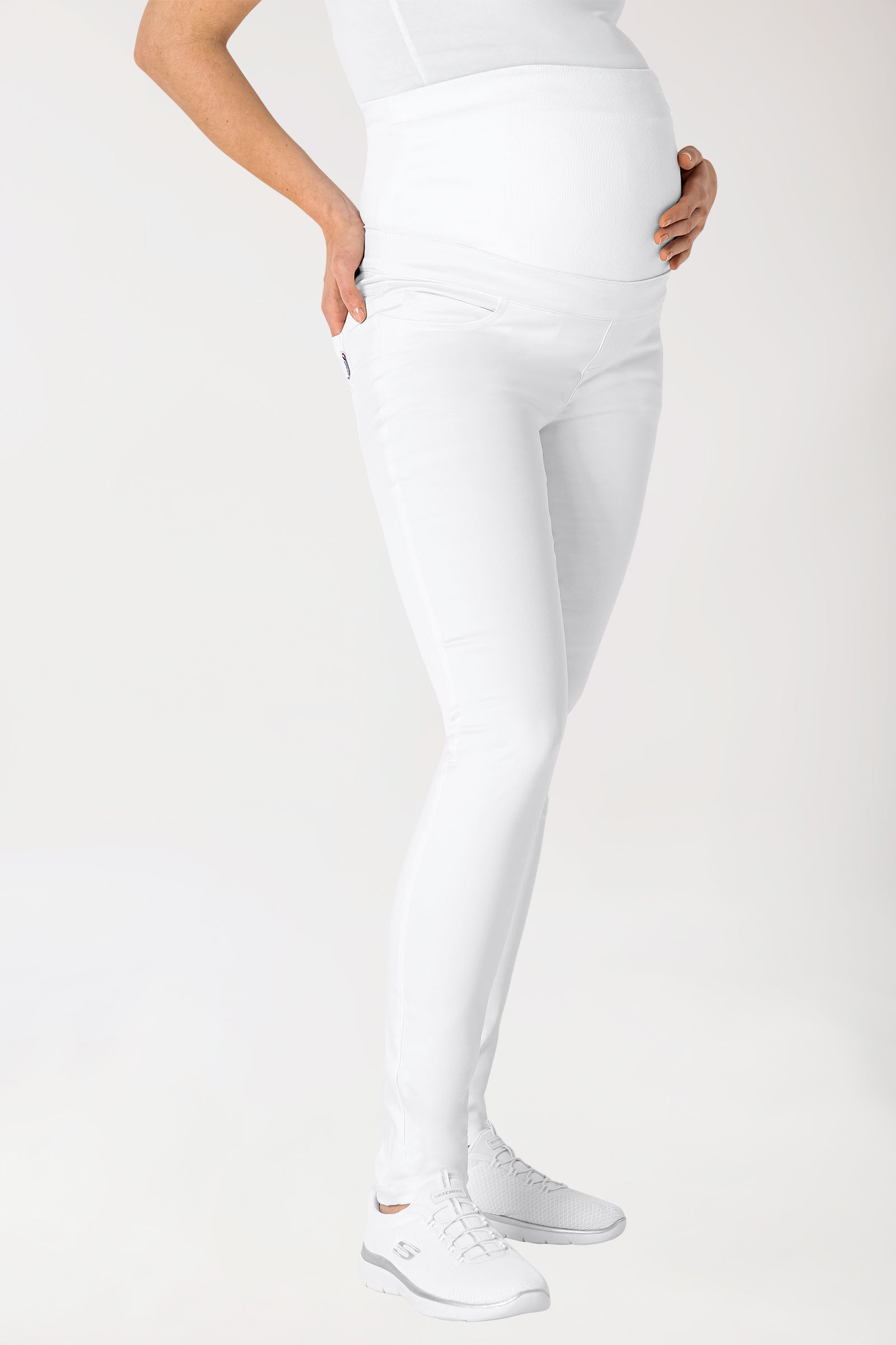 Comfort Stretch Umstandshose - elastischer Strickbund weiß