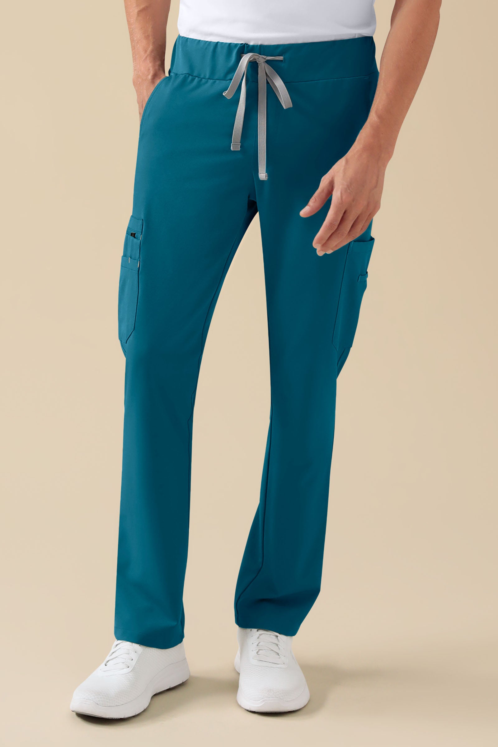 KAERE Hose Herren - gerader Saum mit Beintaschen petrol, Vorderansicht