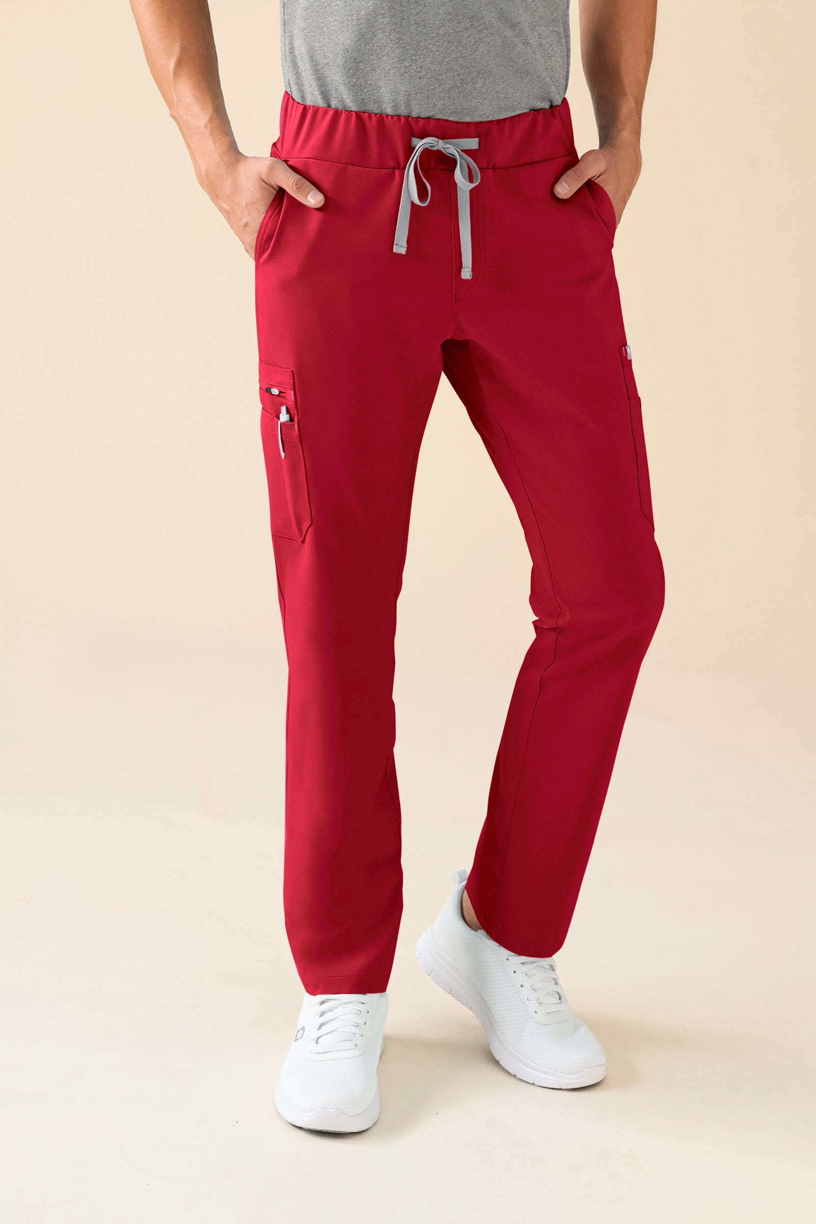 KAERE Hose Herren - gerader Saum mit Beintaschen rot