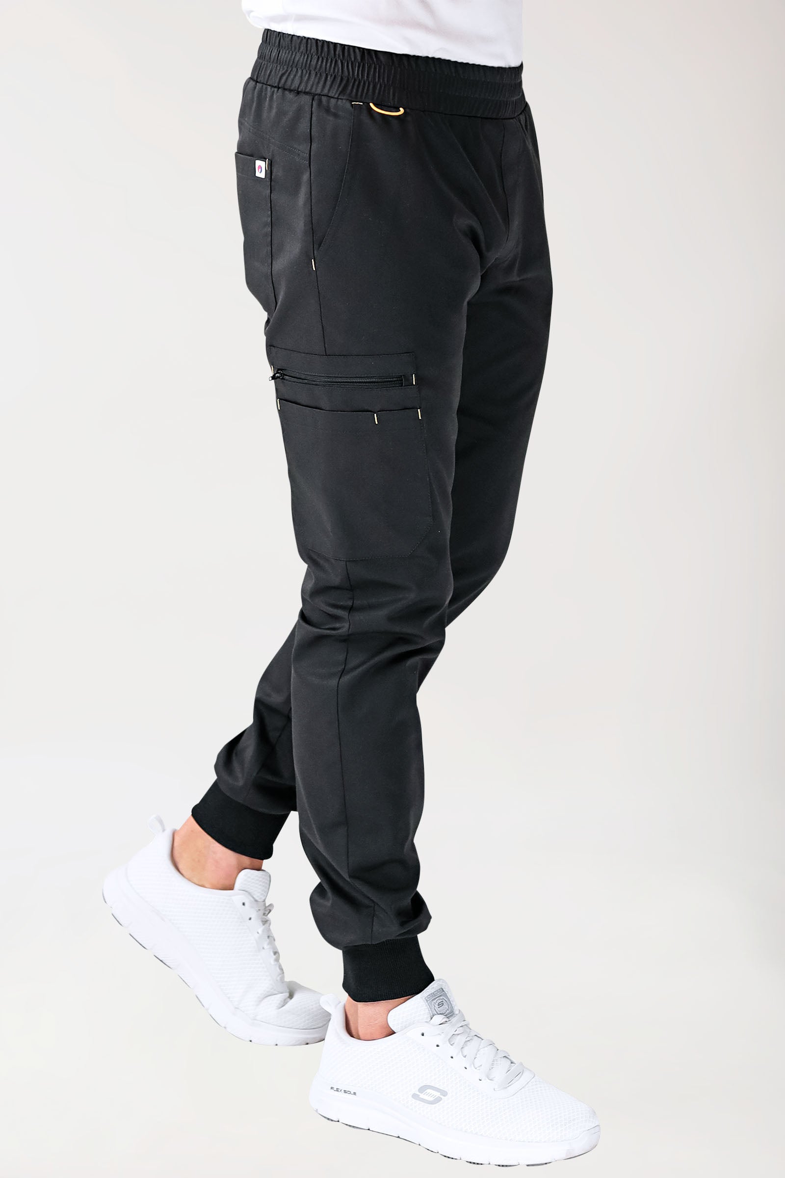 CLINIC STRETCH Hose Herren - Saumbündchen schwarz/gelb, Vorderansicht