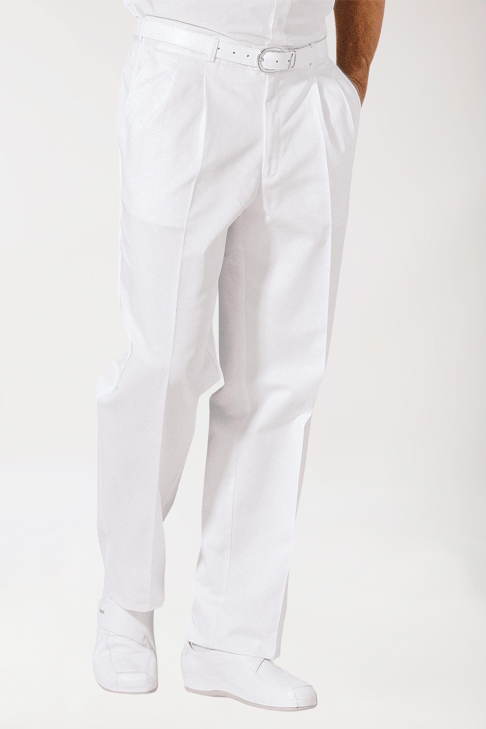 Bundfaltenhose Weiß
