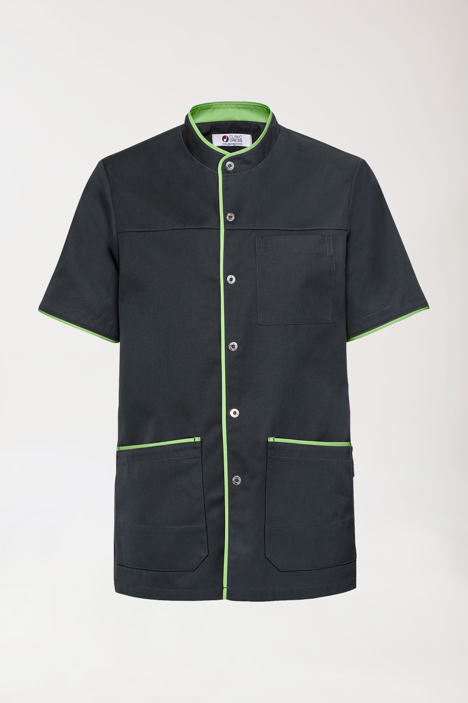 Beauty Kasack Herren - durchgeknöpft anthrazit/apfelgrün