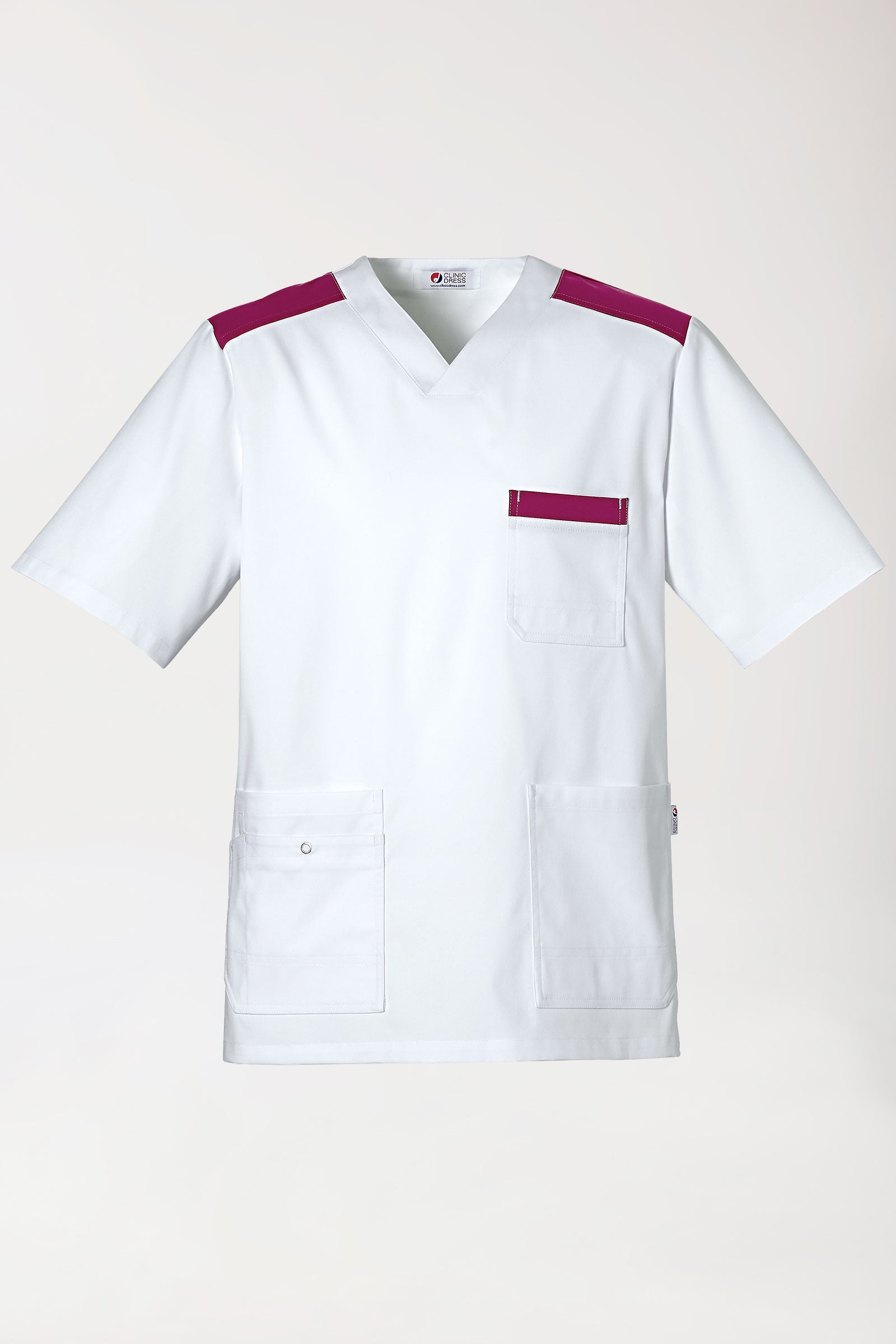 CLINIC STRETCH Schlupfkasack Herren weiß/berry, Vorderansicht