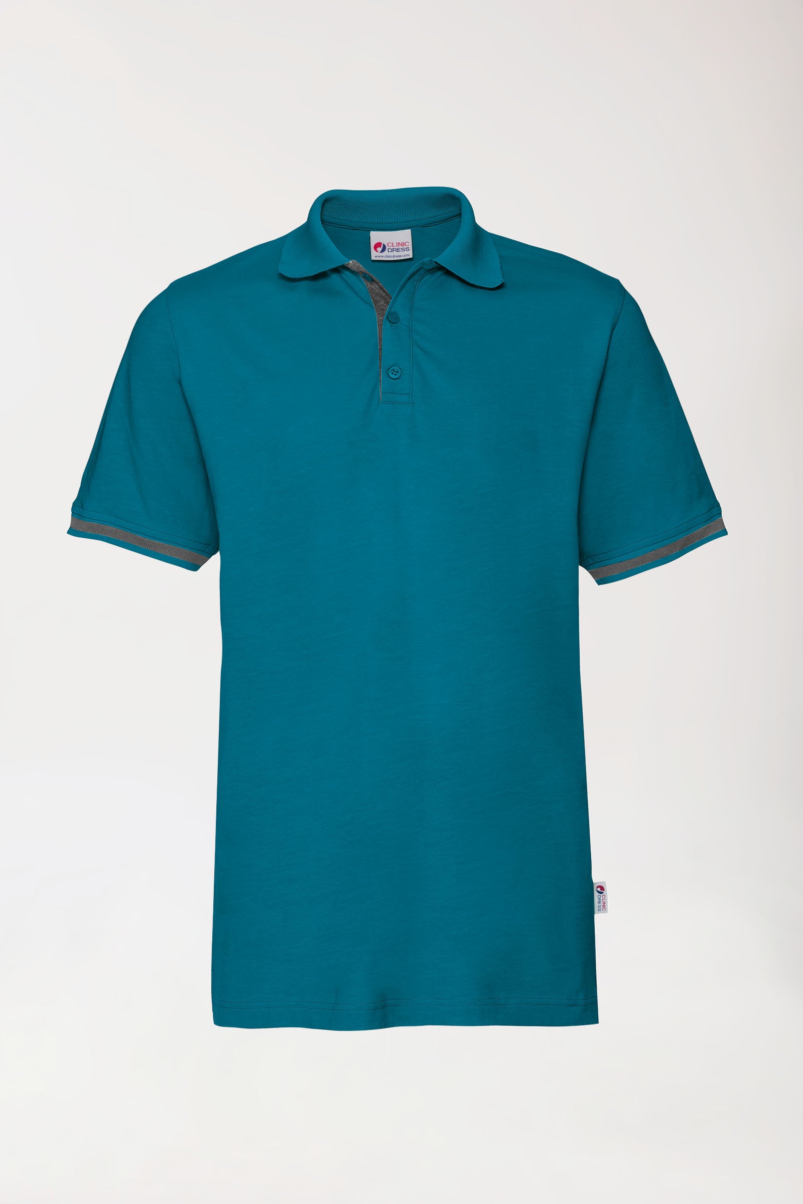 Stretch Shirt Herren - Polokragen petrol/dunkelgrau melange