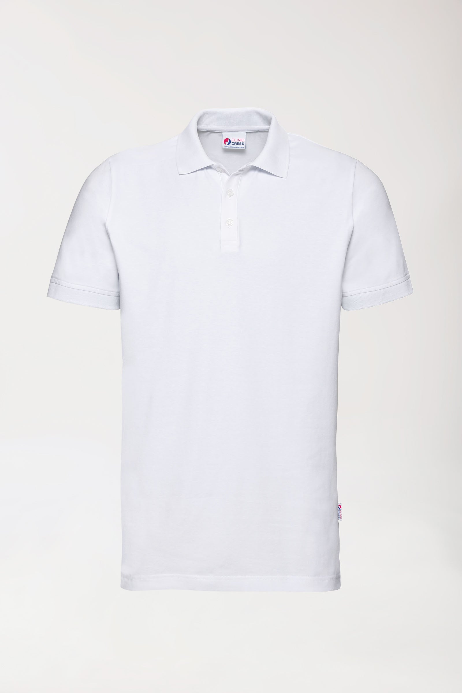 Stretch Shirt Herren - Polokragen - Knopfleiste weiß