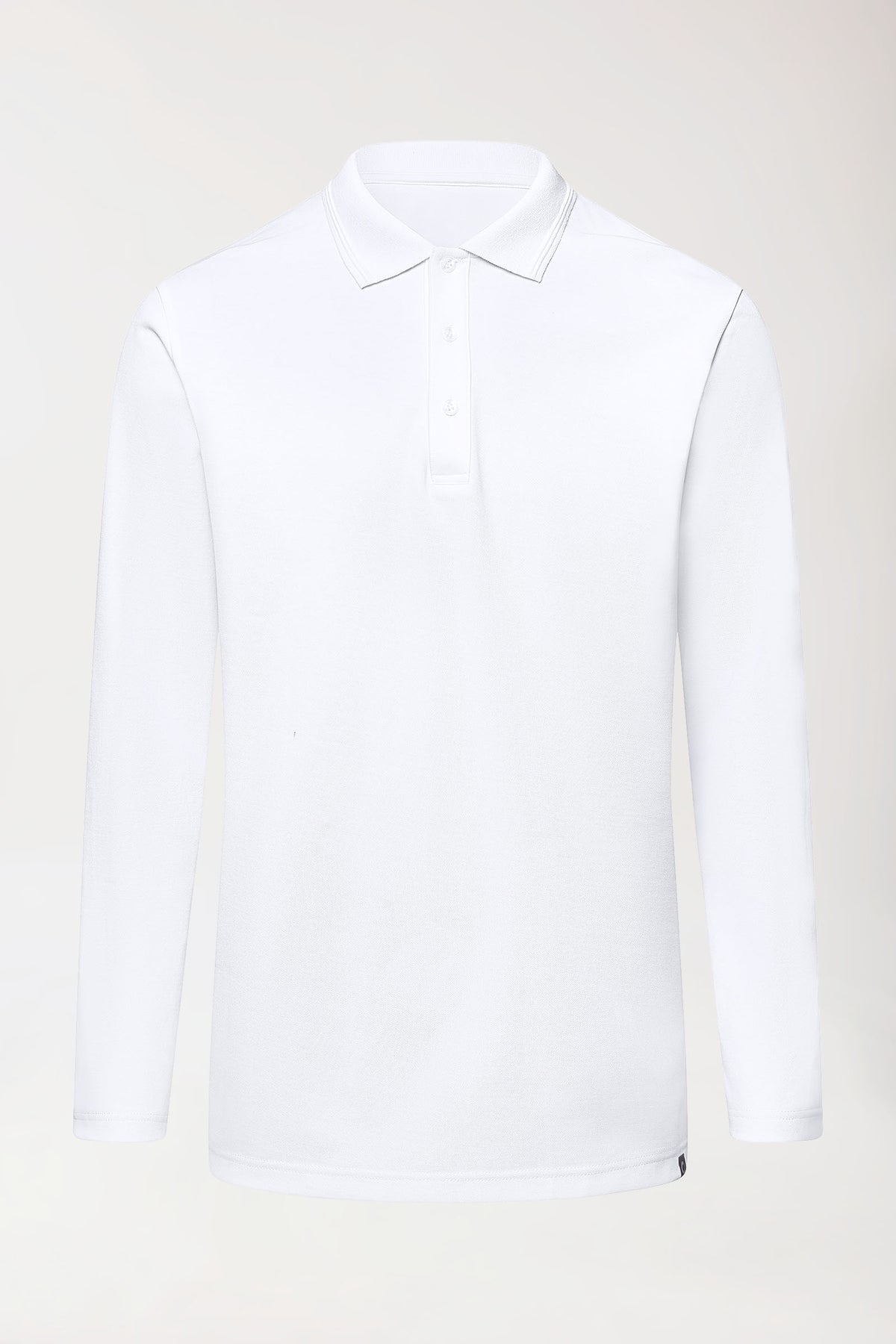 COMFY FLEX Stretch Longsleeve Herren - Polokragen weiß, Vorderansicht