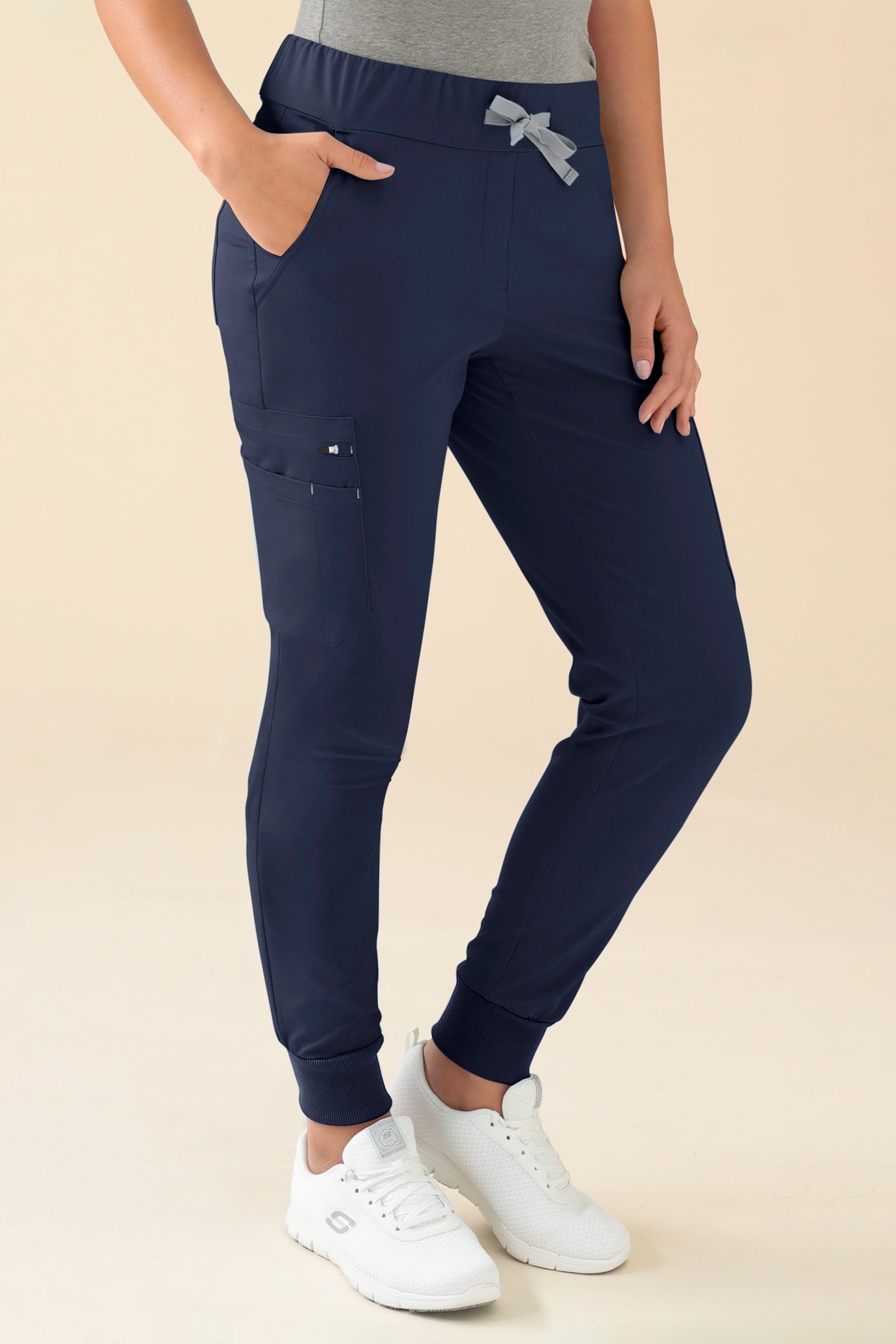 KAERE Hose Damen - Saumbündchen mit Beintaschen navy