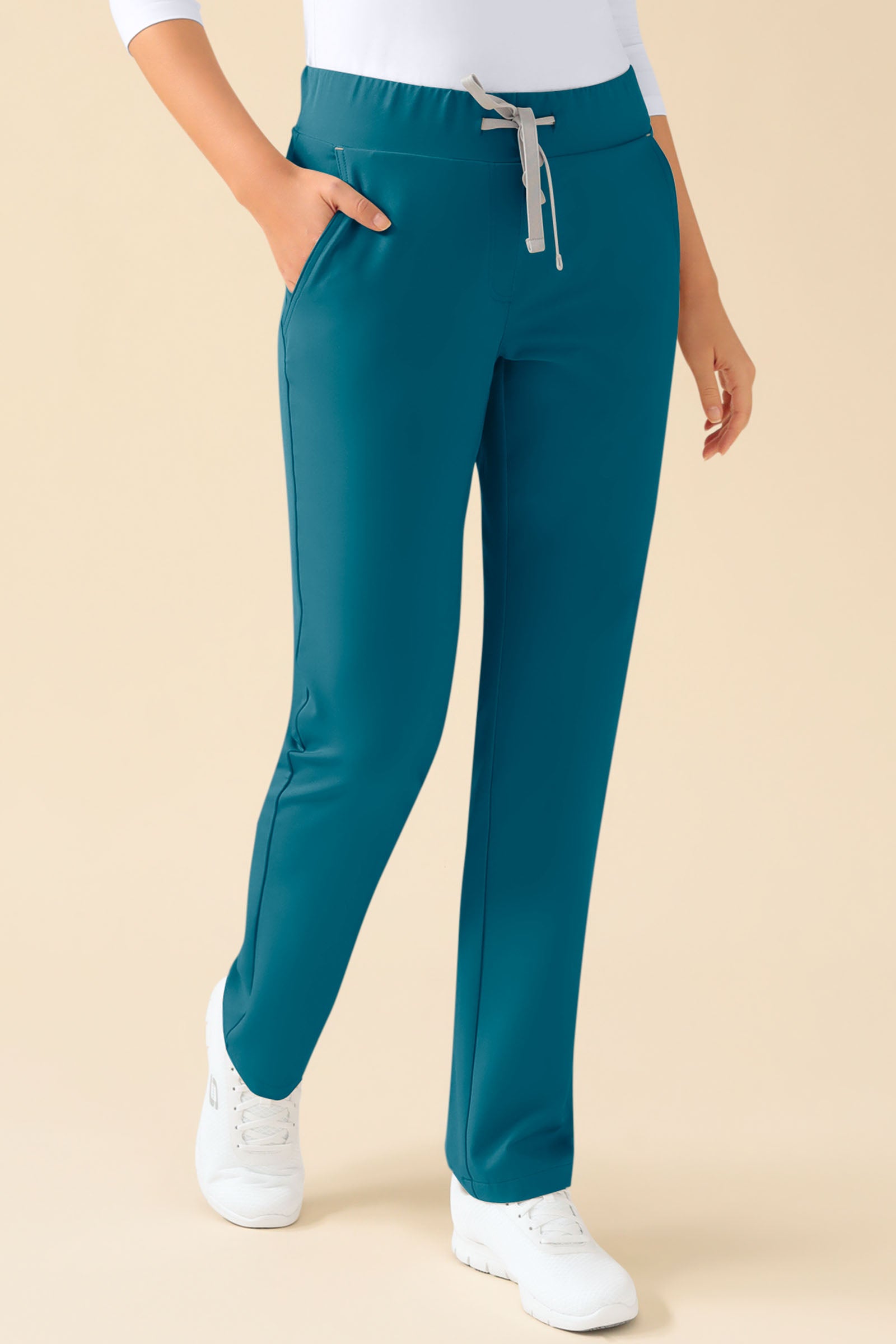 KAERE Hose Damen - gerader Saum ohne Beintaschen petrol