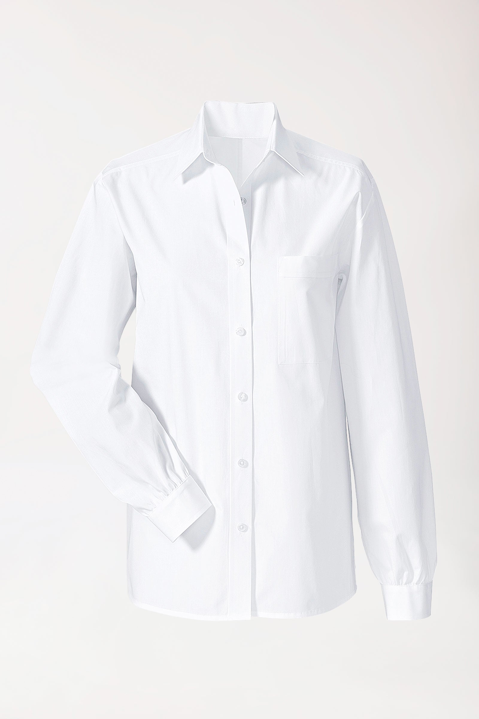 Bluse Weiß Langarm 100% Baumwolle, Vorderansicht