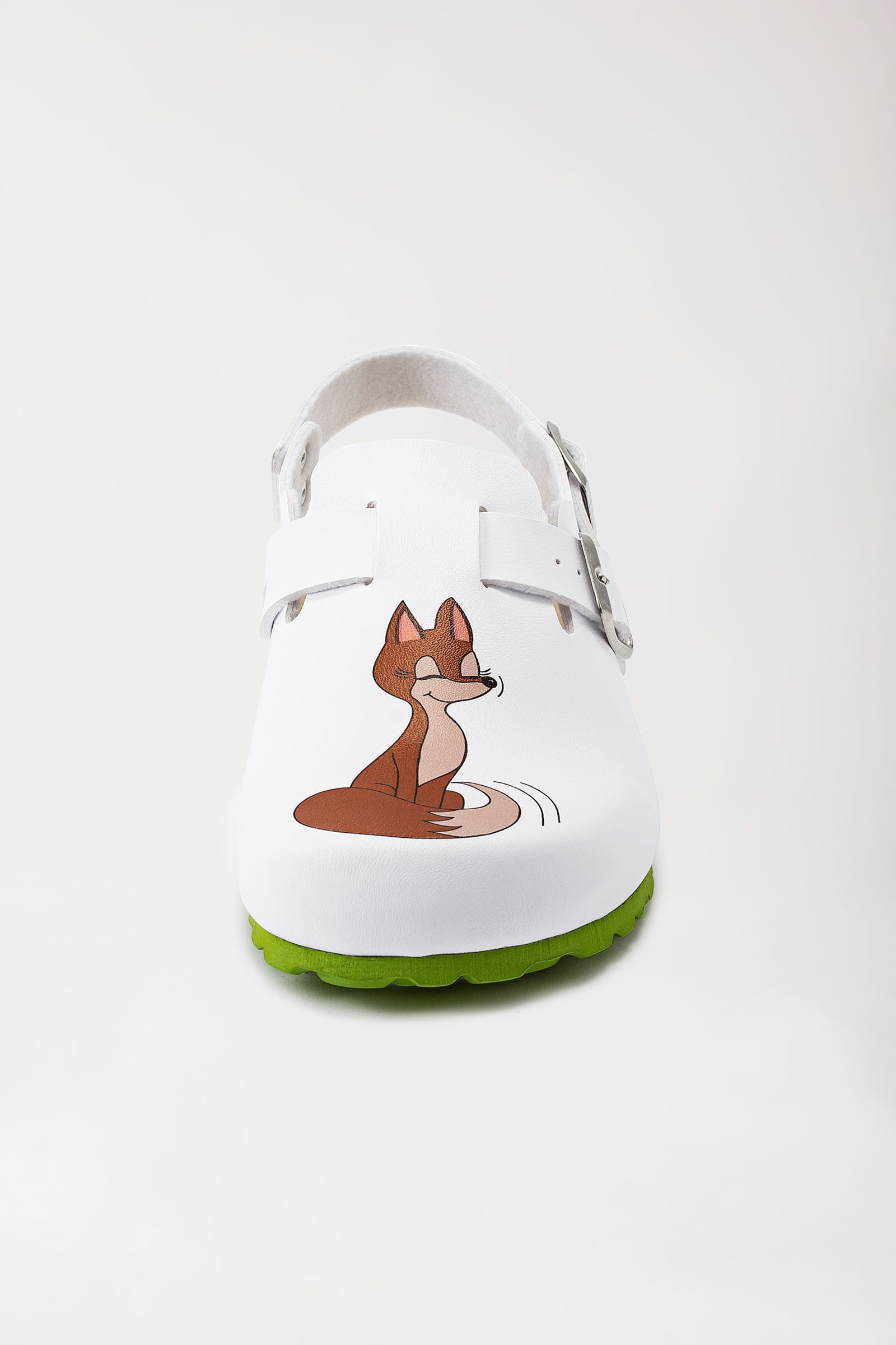 Damen Clog weiß/apfelgrün, Vorderansicht
