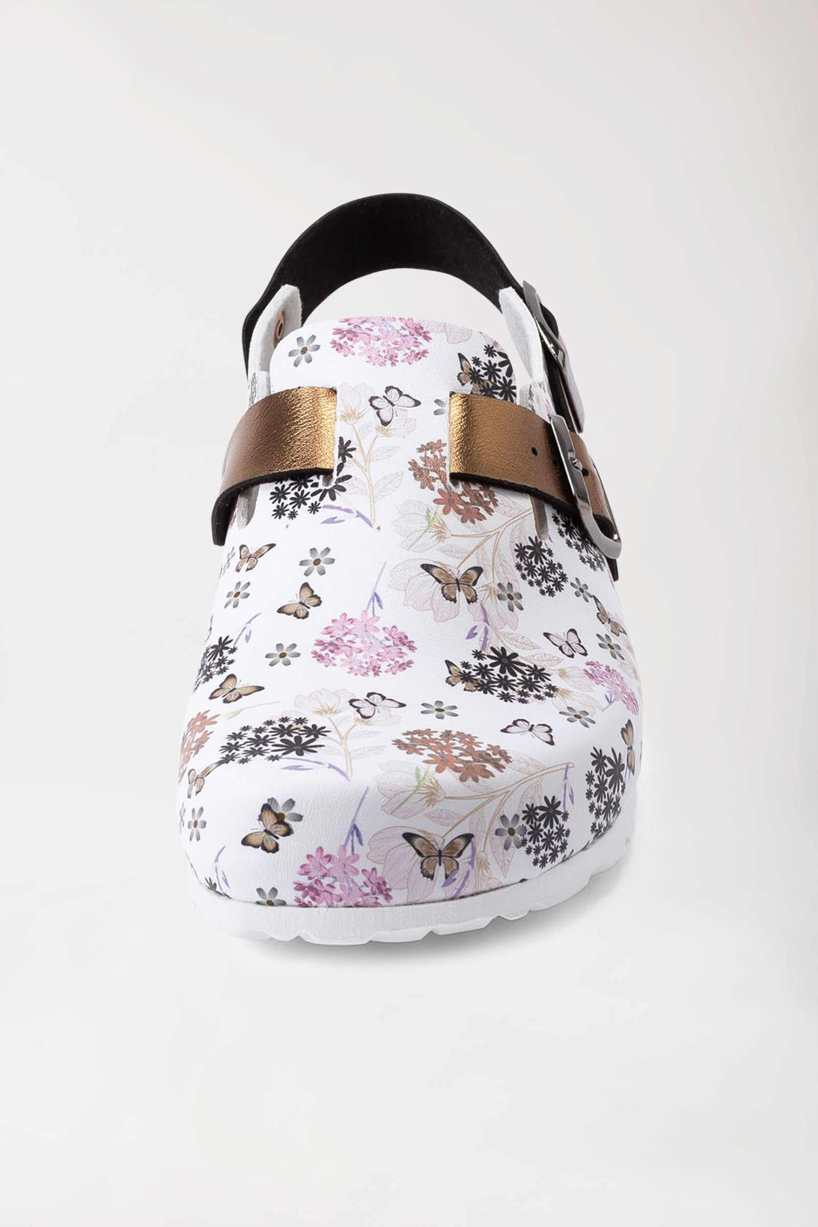 Damen Clog weiß/kupfer/rose