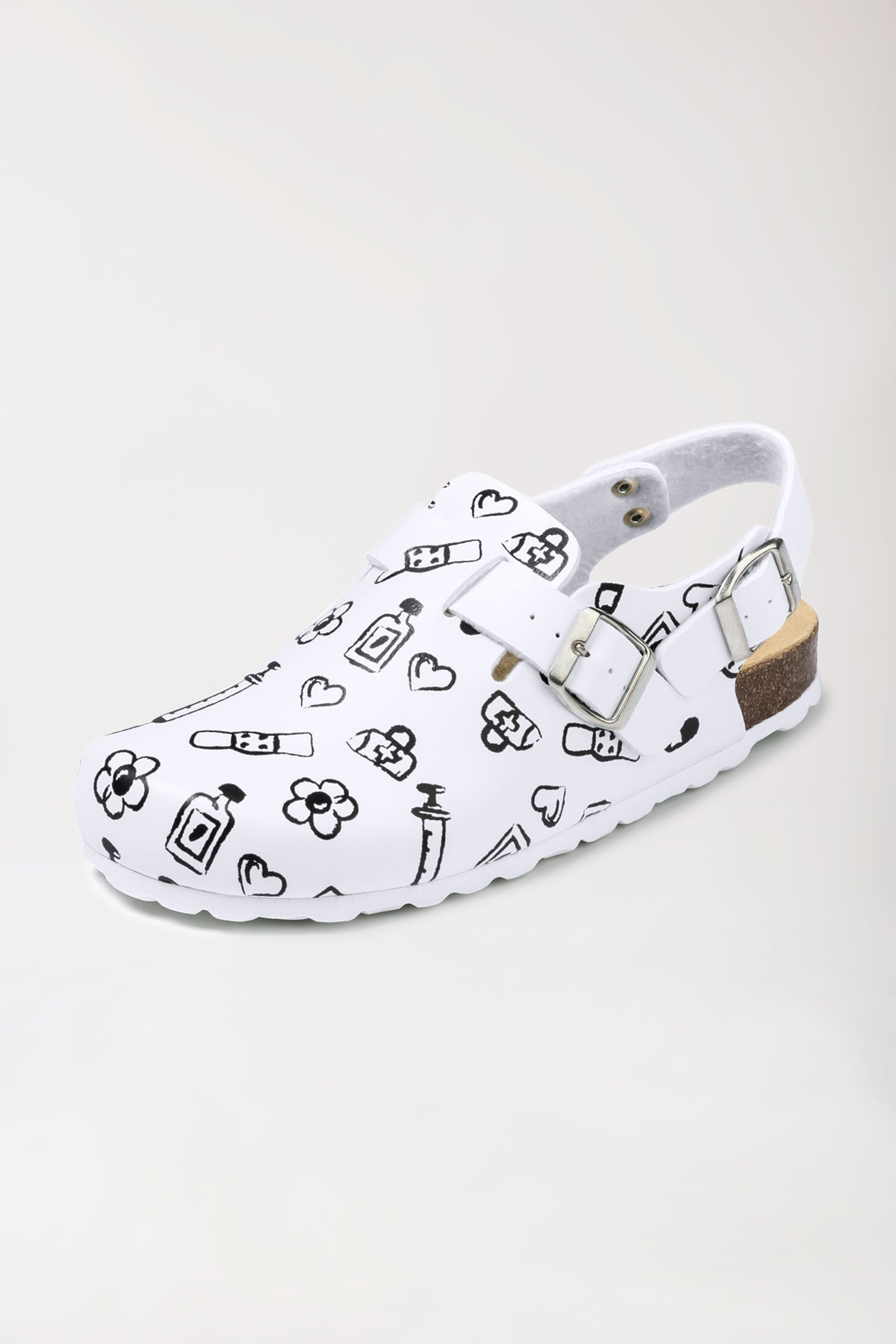 Damen Clog - Fersenriemen - weiß/schwarz