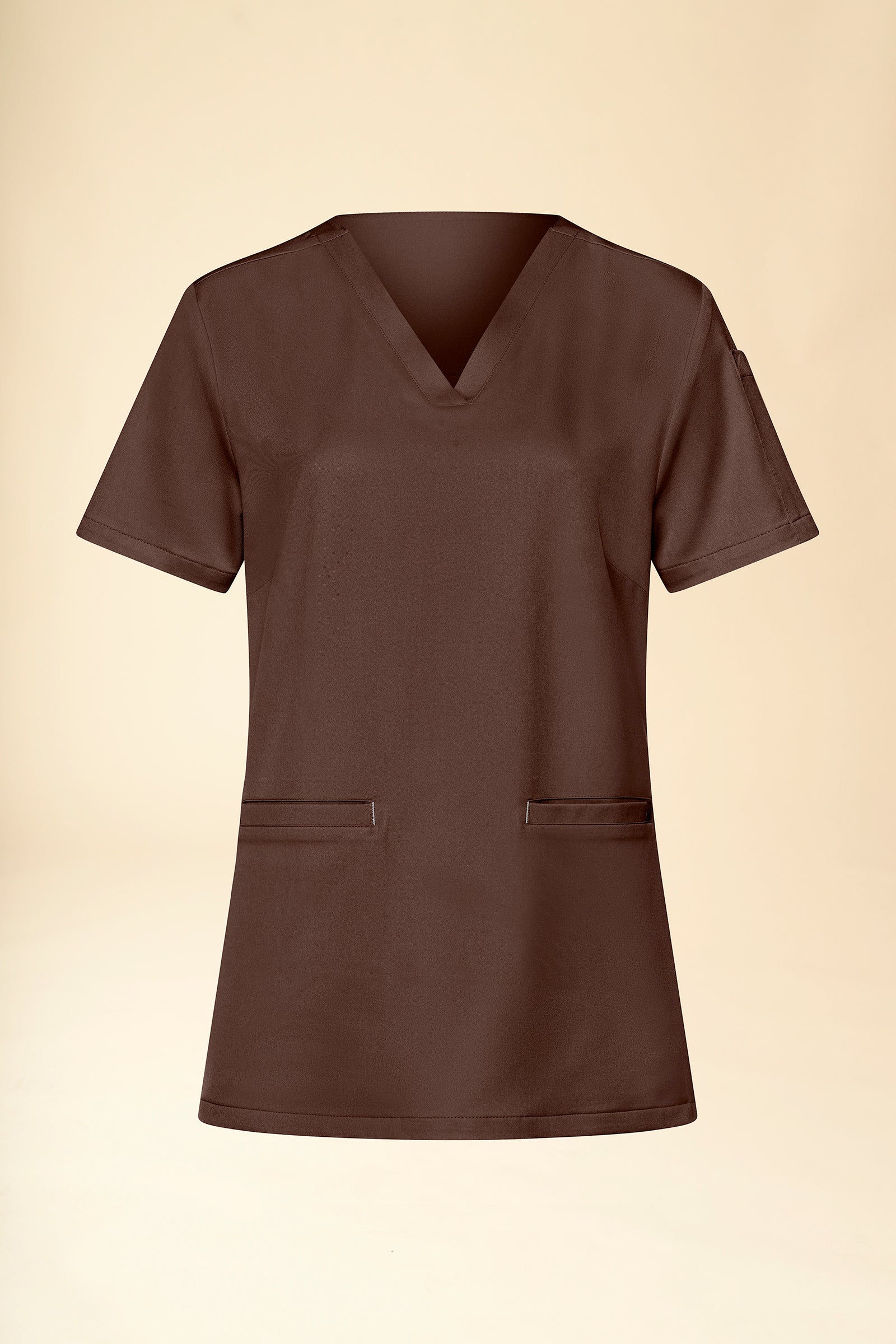 KAERE Schlupfkasack Damen - V-Ausschnitt coffee, Vorderansicht