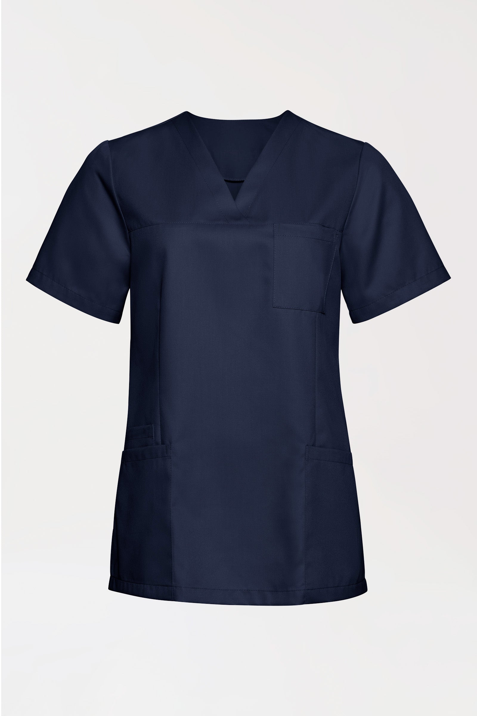 Lyocell Schlupfkasack Damen - V-Ausschnitt navy, Vorderansicht