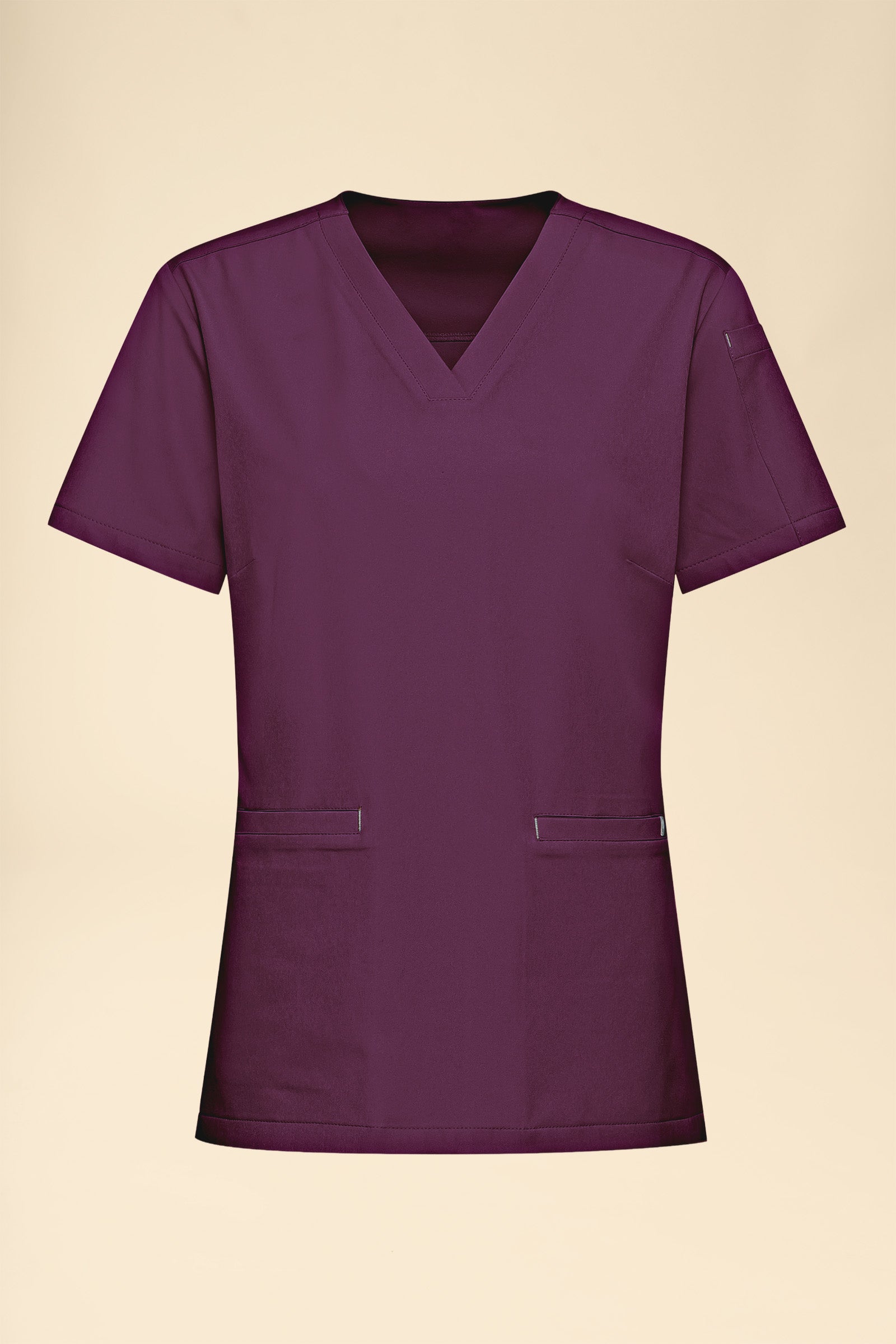 KAERE Schlupfkasack Damen - V-Ausschnitt pflaume, Vorderansicht