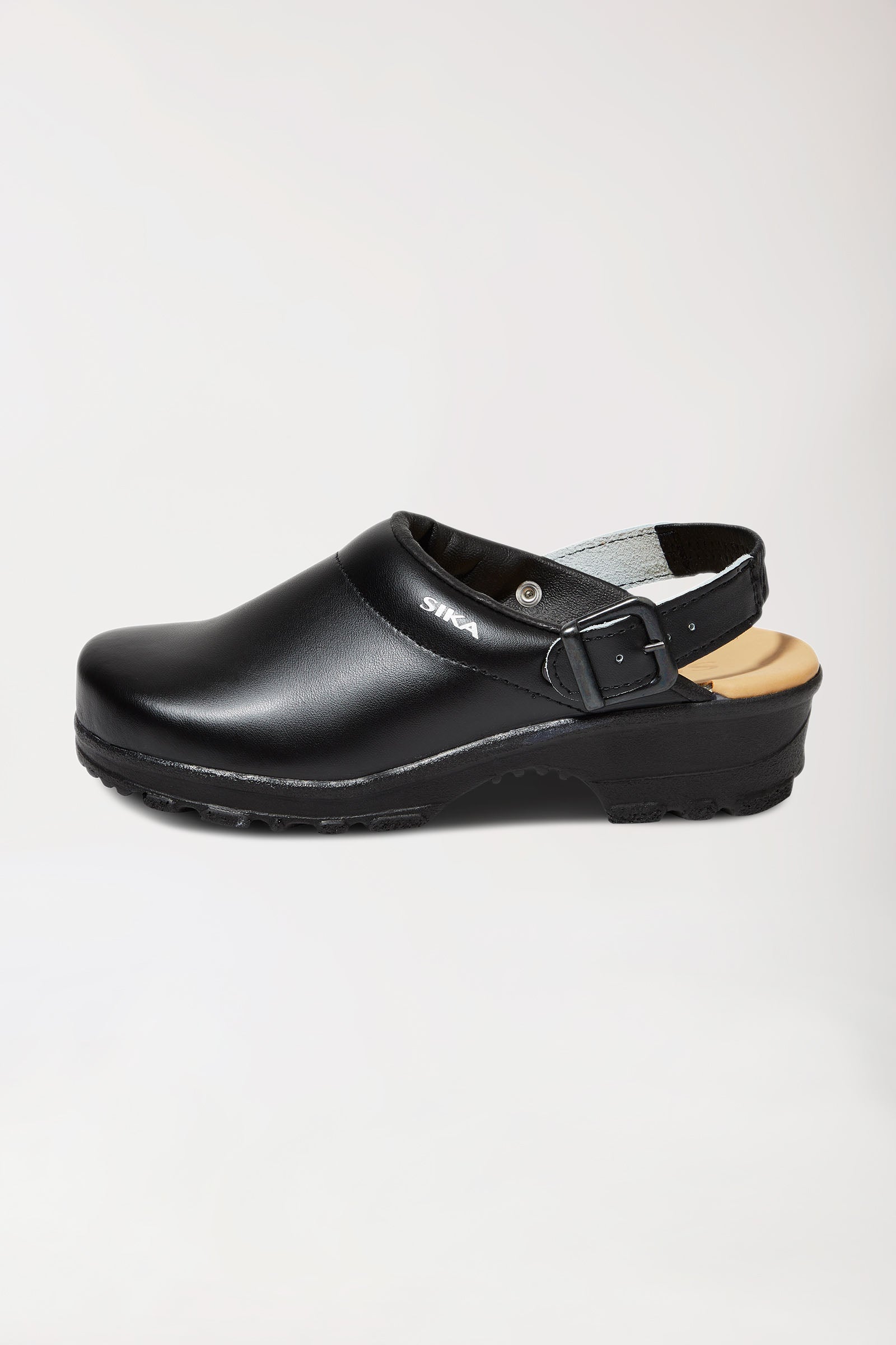 Berufs-Clog Schwarz Permair Leder Unisex, Vorderansicht