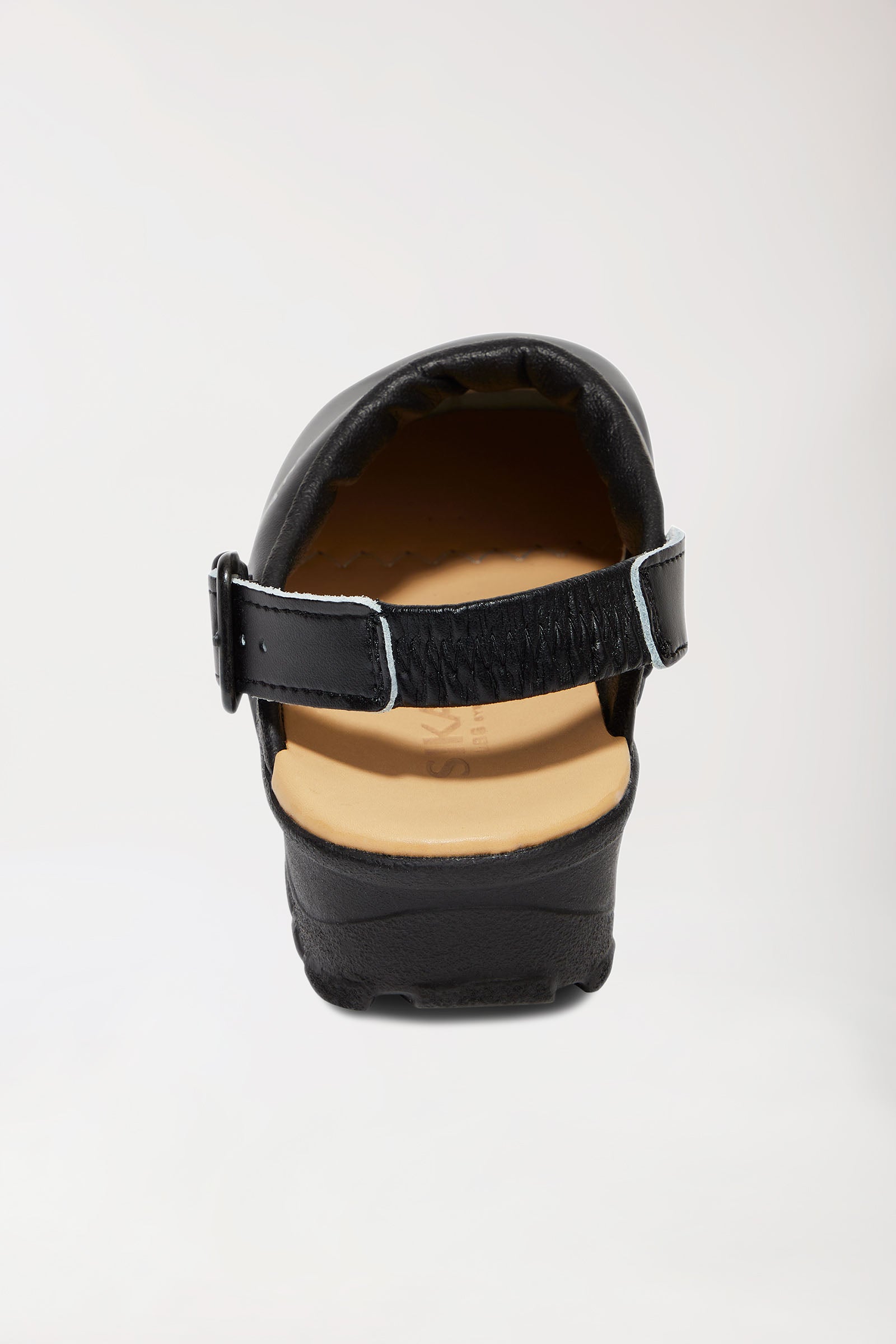 Berufs-Clog Schwarz Permair Leder Unisex, Vorderansicht