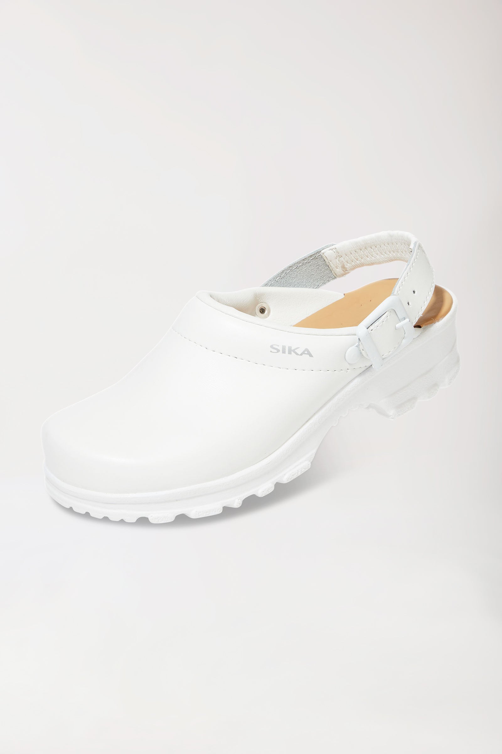 Berufs-Clog Weiß Permair Leder Unisex, Vorderansicht