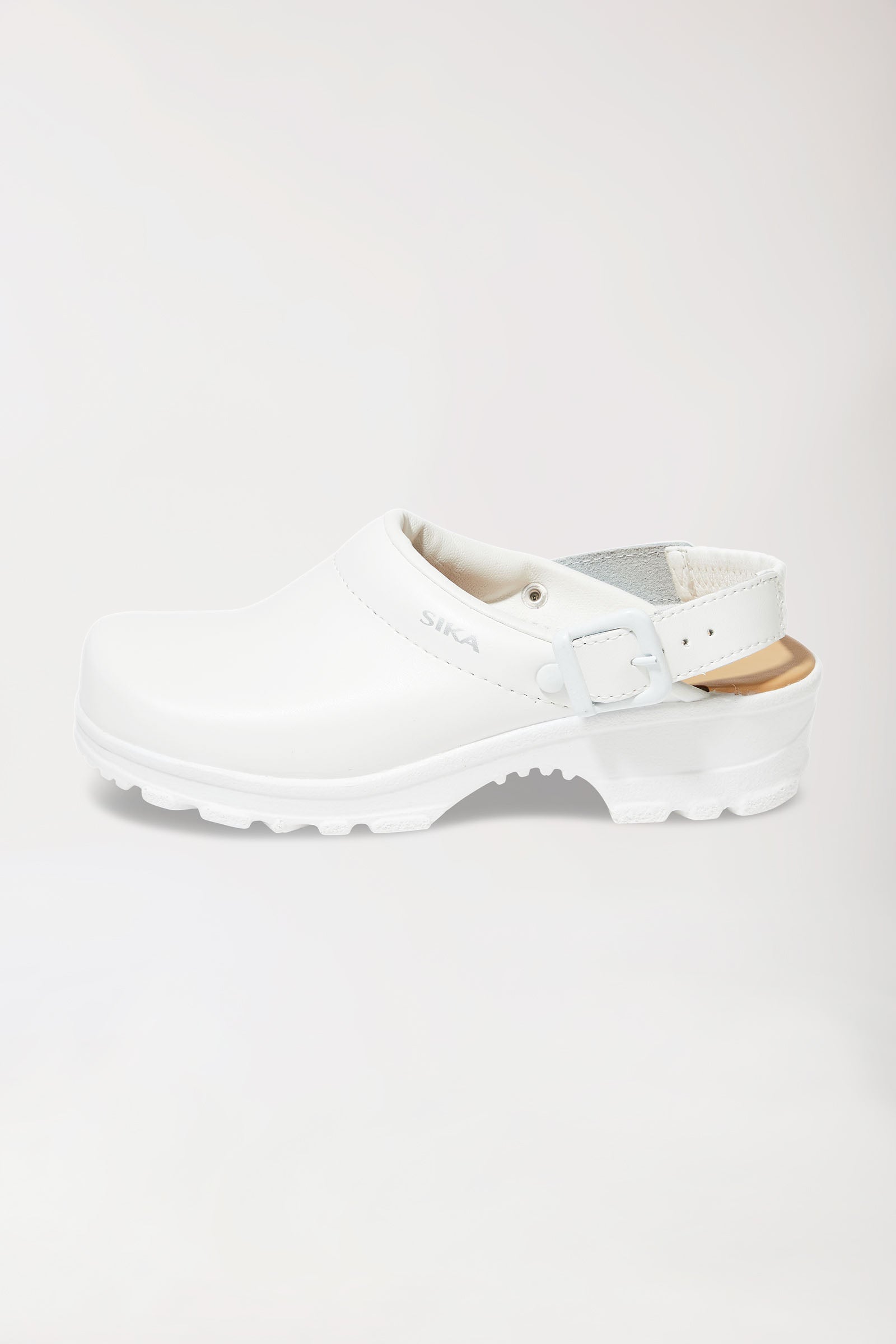 Berufs-Clog Weiß Permair Leder Unisex, Vorderansicht