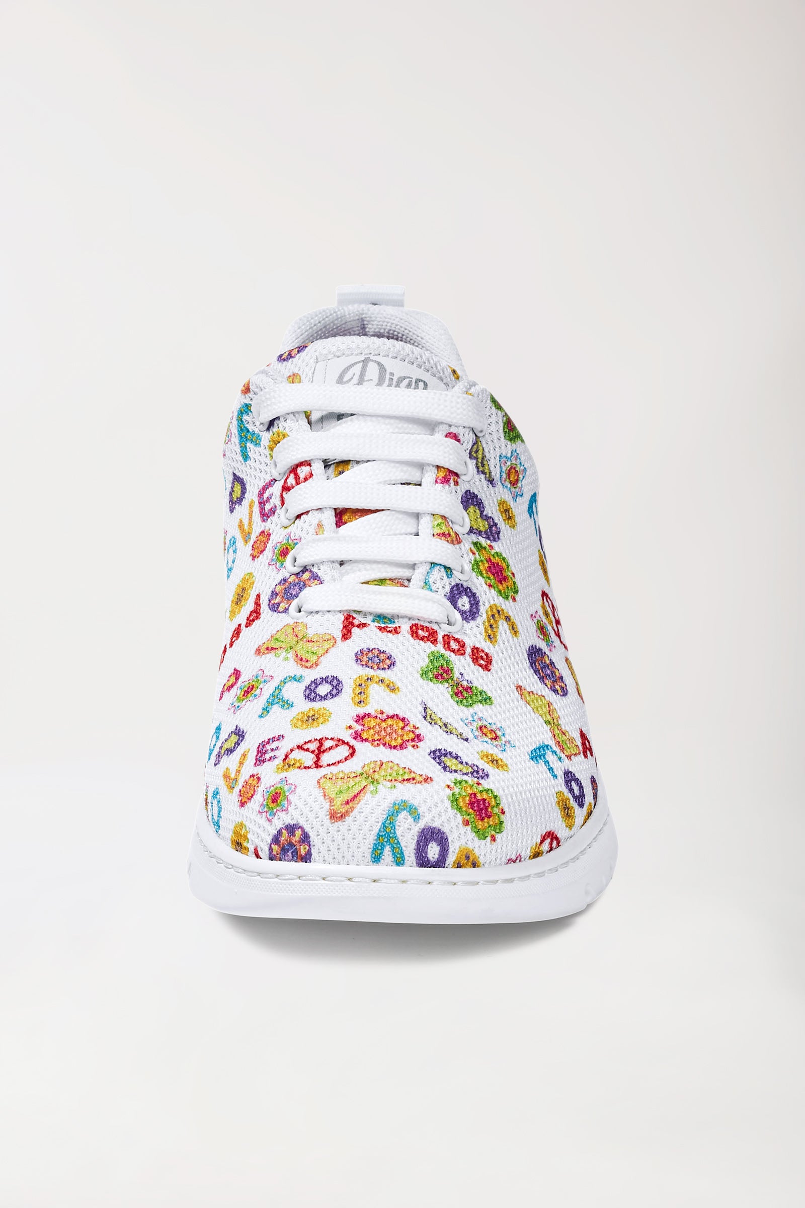 Unisex Berufsschuh weiß/orange/grün, Vorderansicht