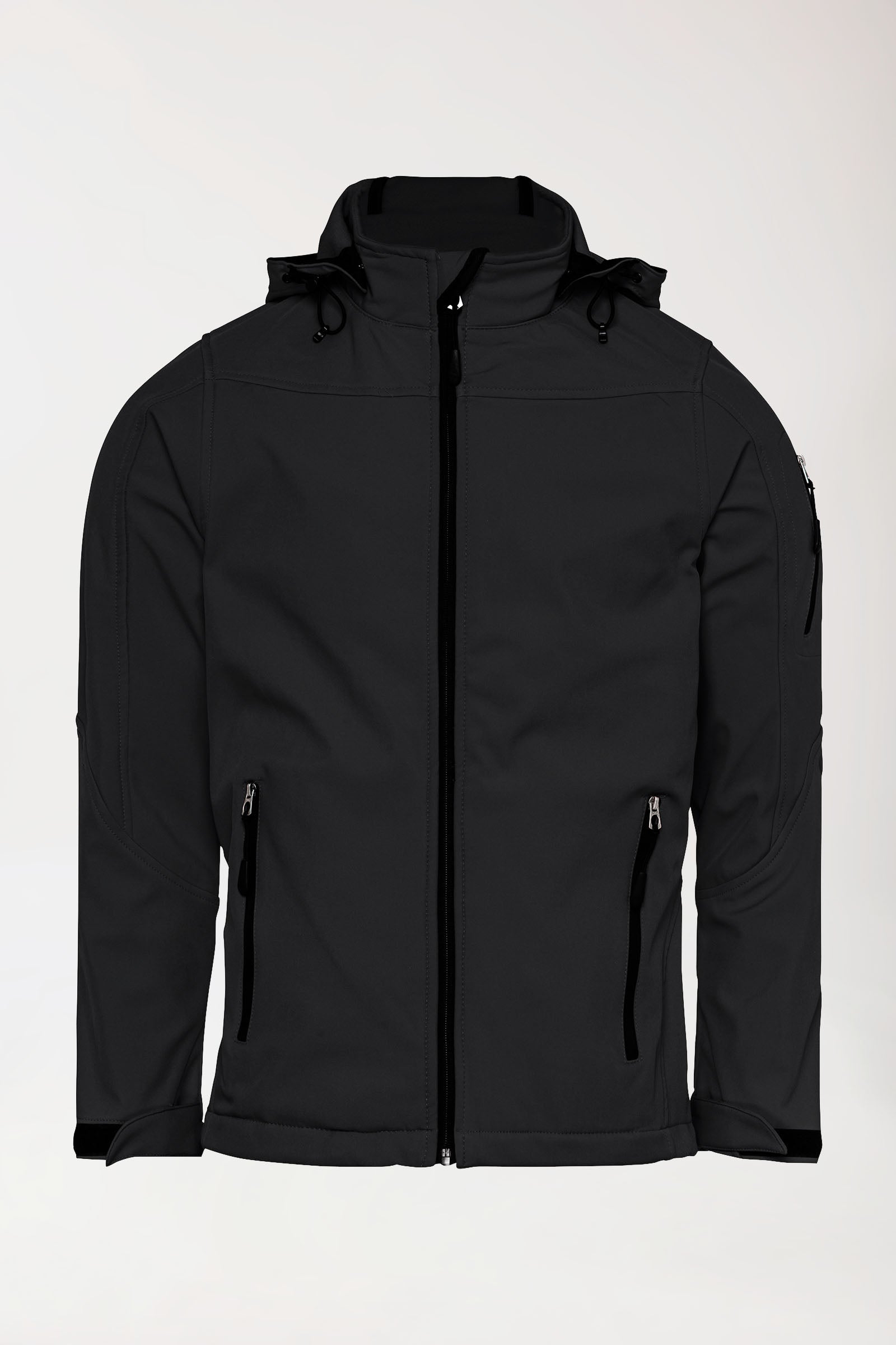 Softshell Jacken Unisex - mit Kapuze schwarz, Vorderansicht