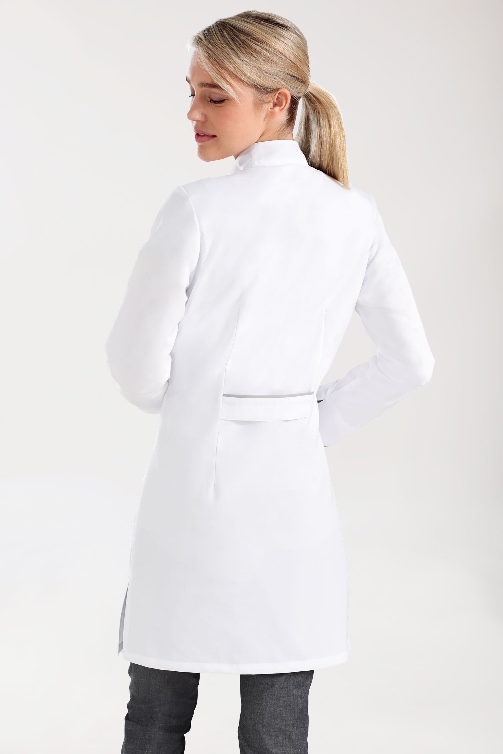Kurzmantel Damen - Stehkragen weiß/grau