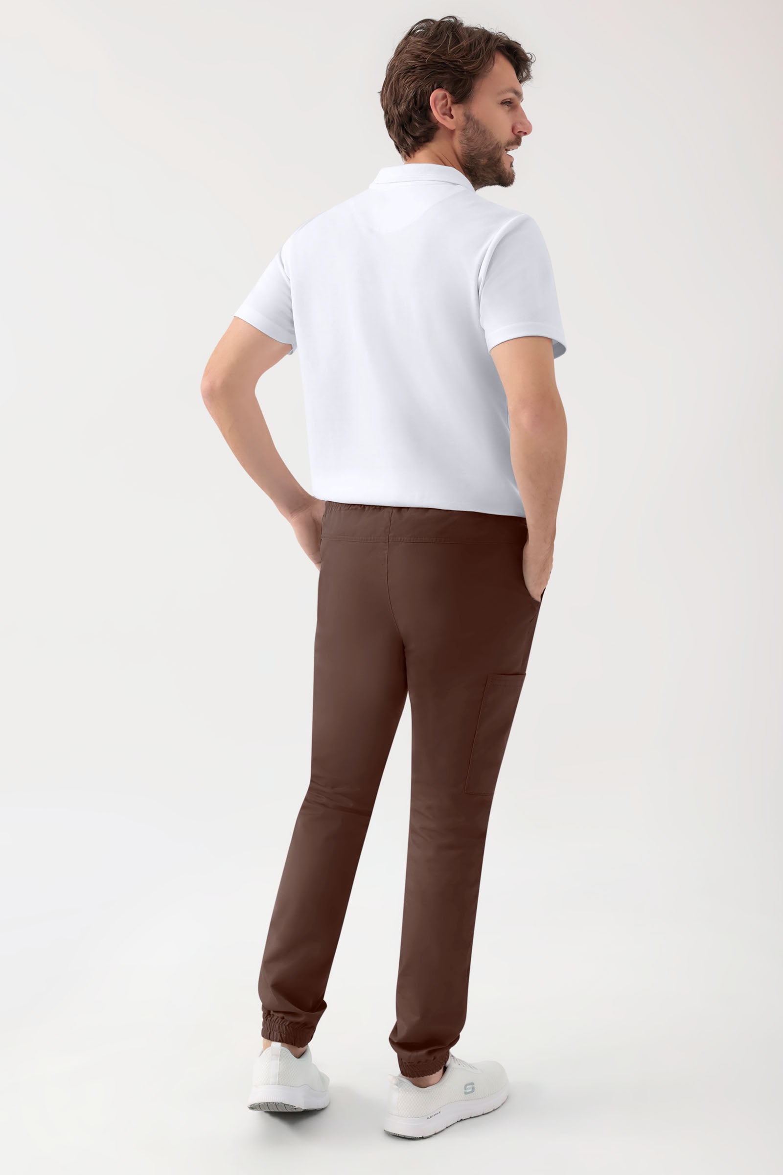 GREEN Stretch Hose Herren - Jogpants Style coffee, Rückansicht 