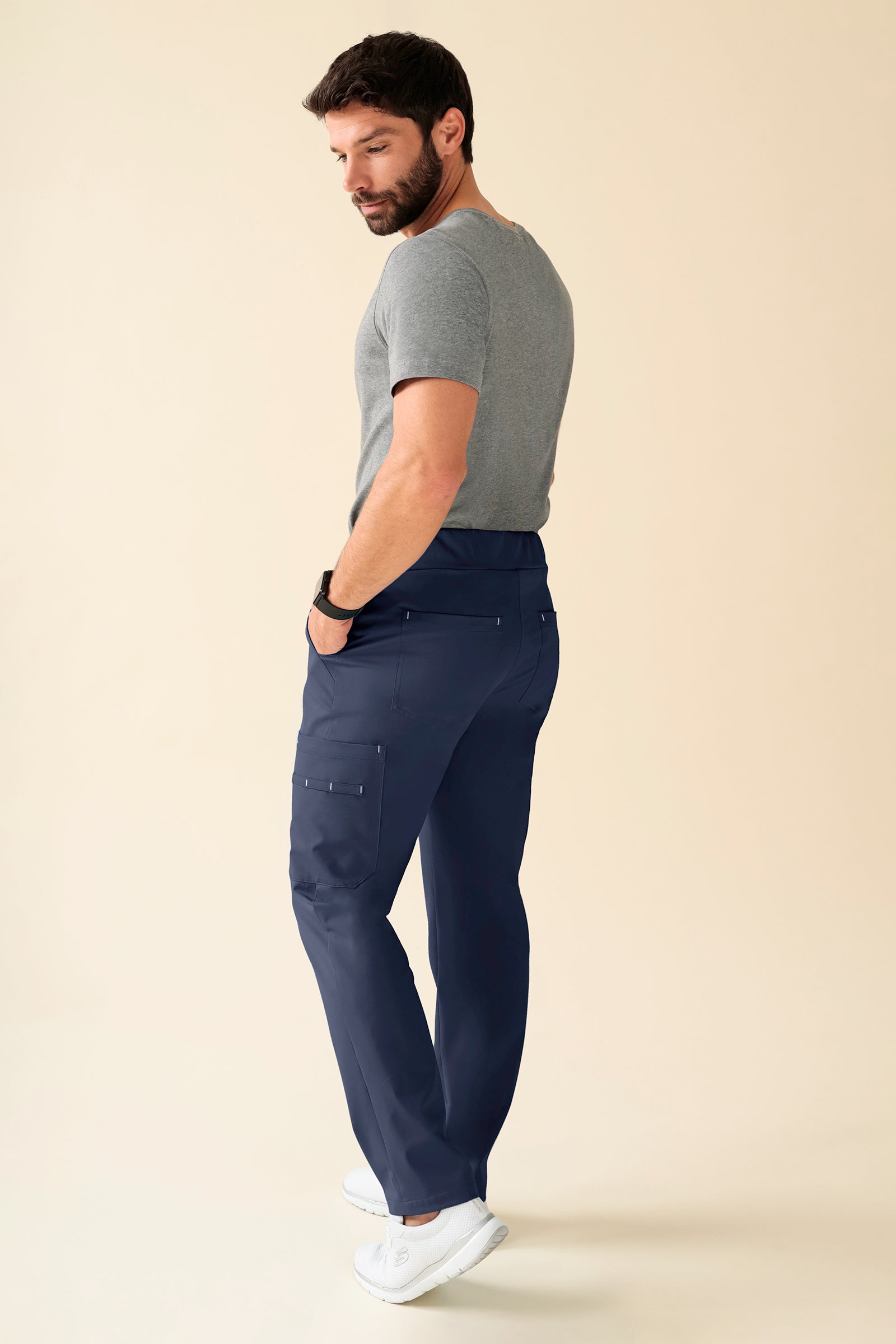 KAERE Hose Herren - gerader Saum Kurzgr. mit Beintaschen navy