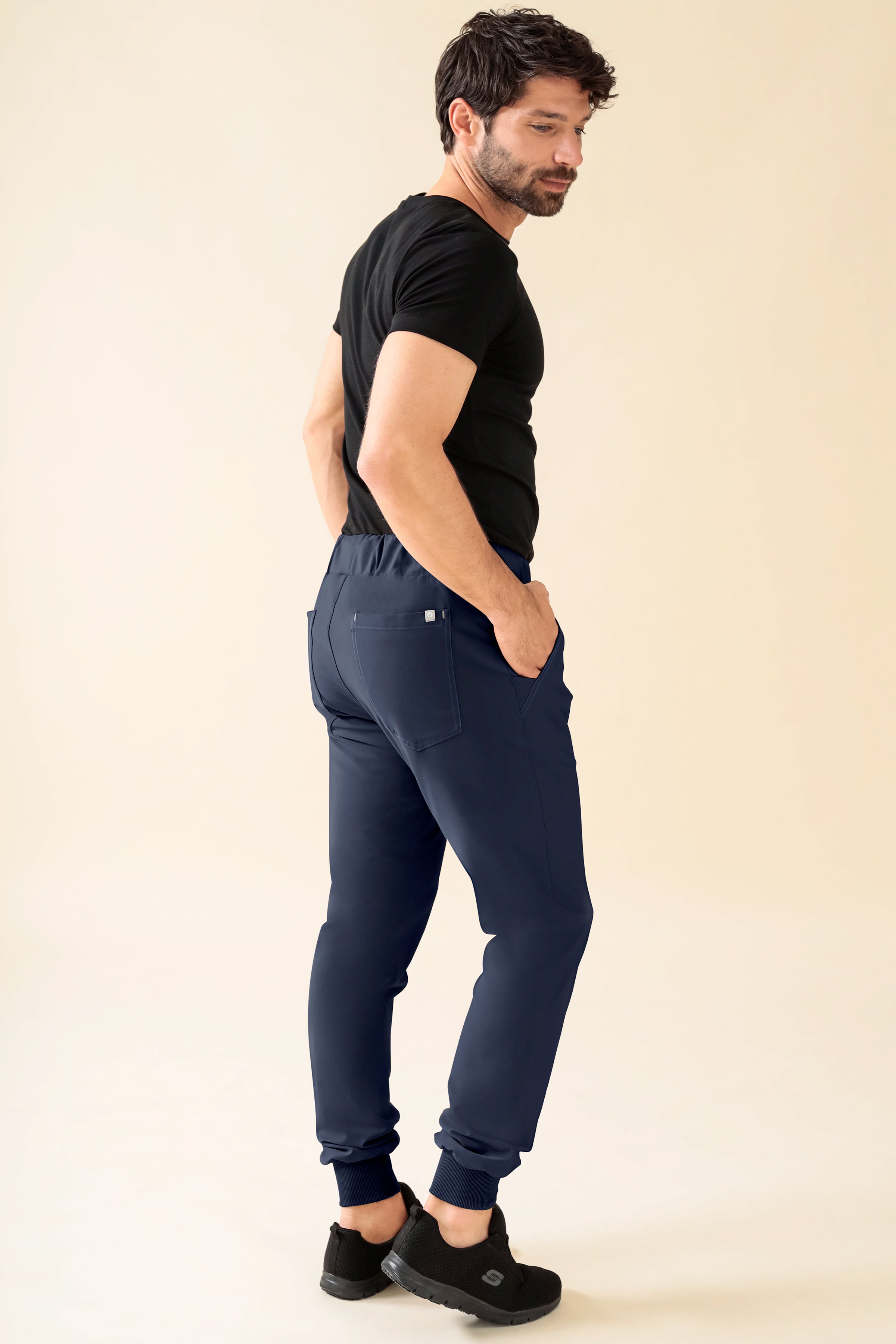 KAERE Hose Herren - Saumbündchen Kurzgr. ohne Beintaschen navy, Rückansicht 
