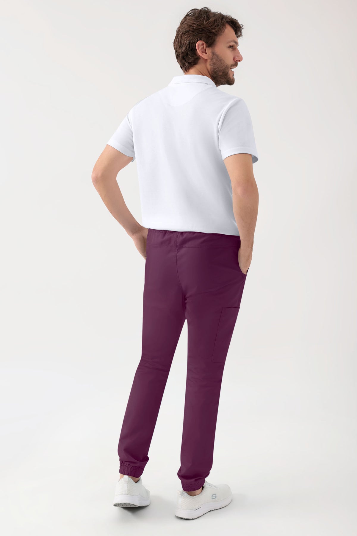 GREEN Stretch Hose Herren - Jogpants Style pflaume, Rückansicht 
