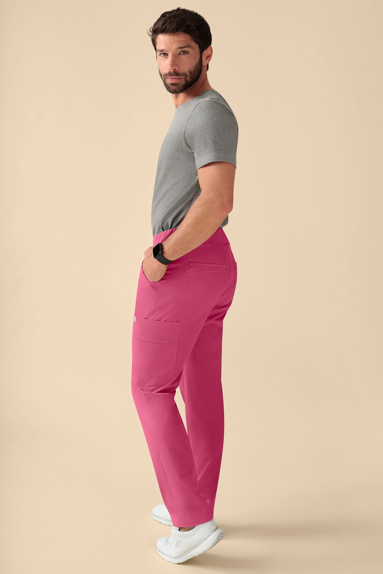 KAERE Hose Herren - gerader Saum Kurzgr. mit Beintaschen rosenholz, Rückansicht 