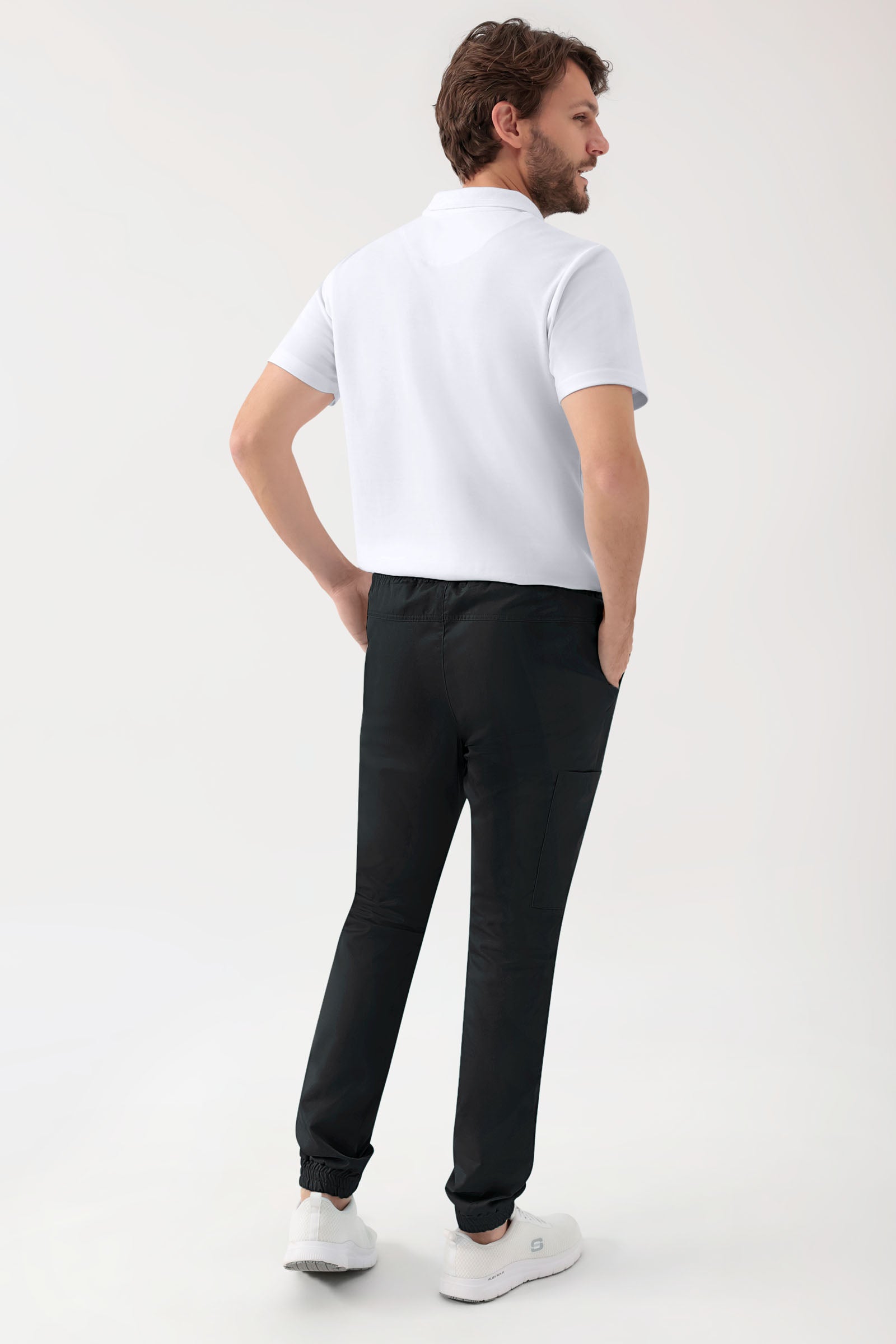GREEN Stretch Hose Herren - Jogpants Style schwarz, Rückansicht 