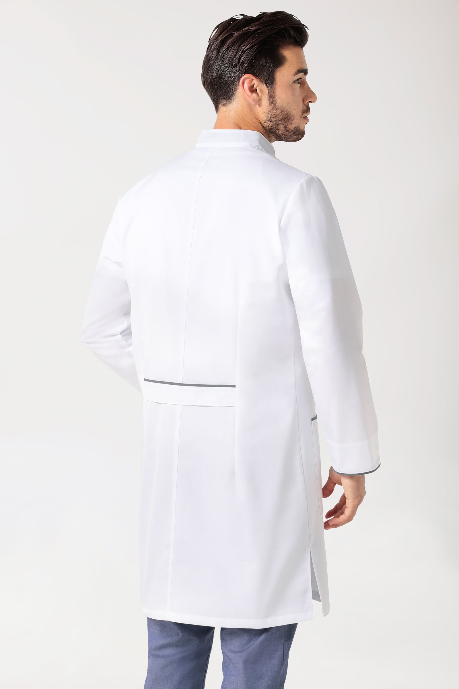 Kurzmantel Herren - Stehkragen weiß/grau