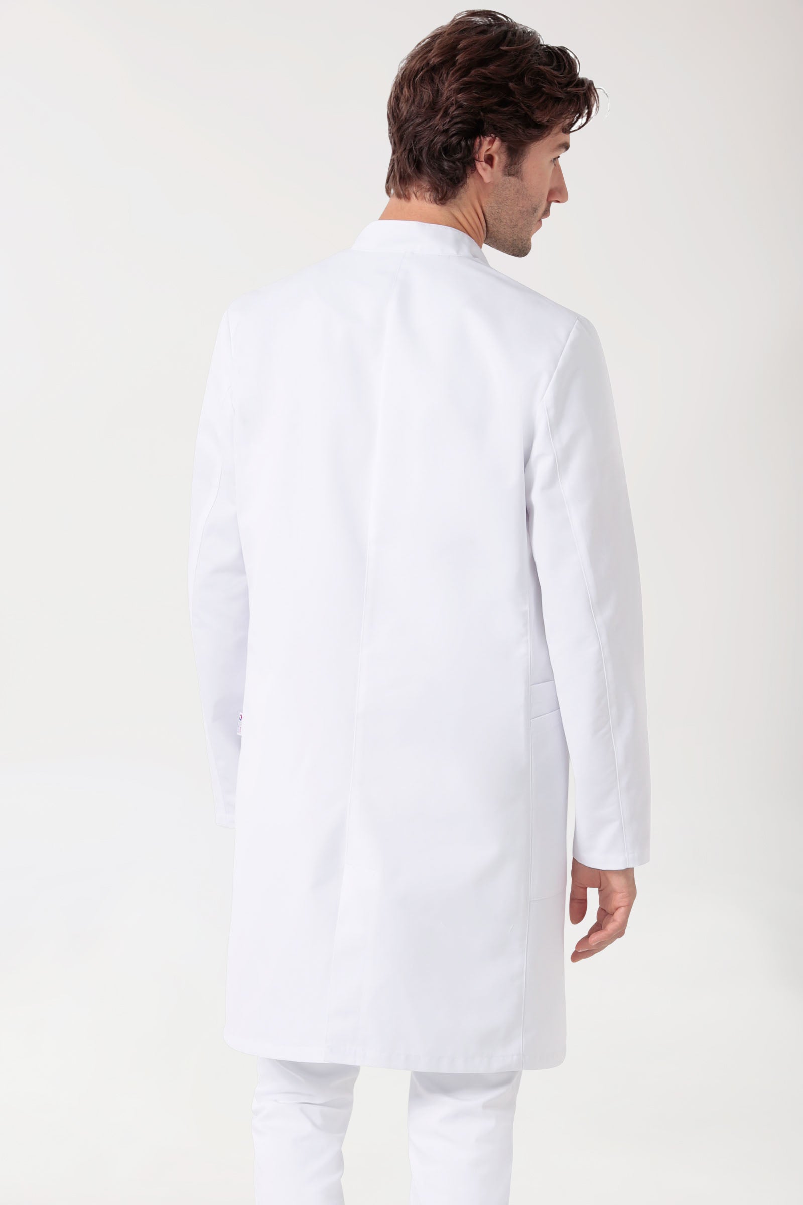 Mantel Herren - Stehkragen weiß, Rückansicht 