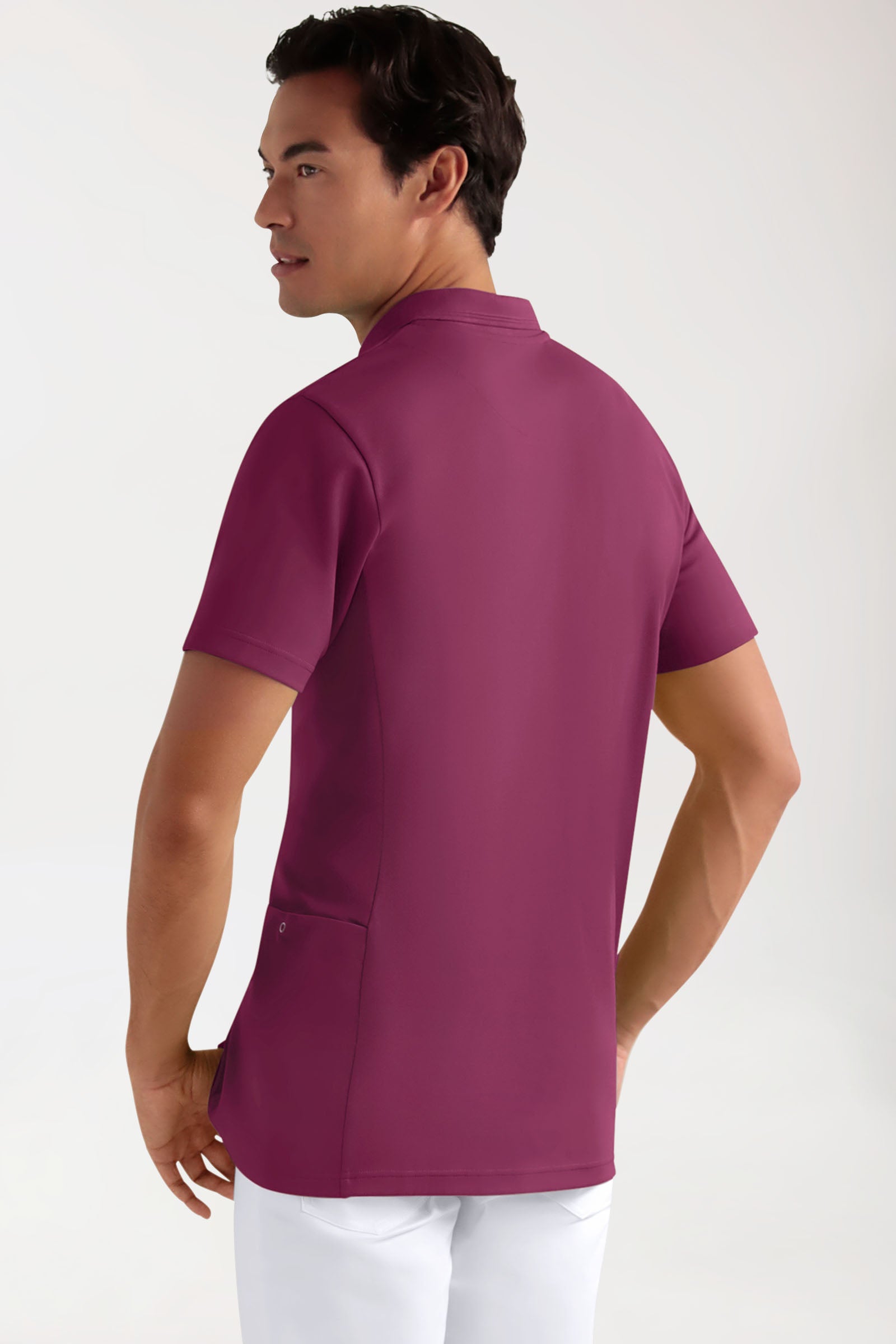 COMFY FLEX Stretch Schlupfkasack Herren - Polokragen berry, Rückansicht 