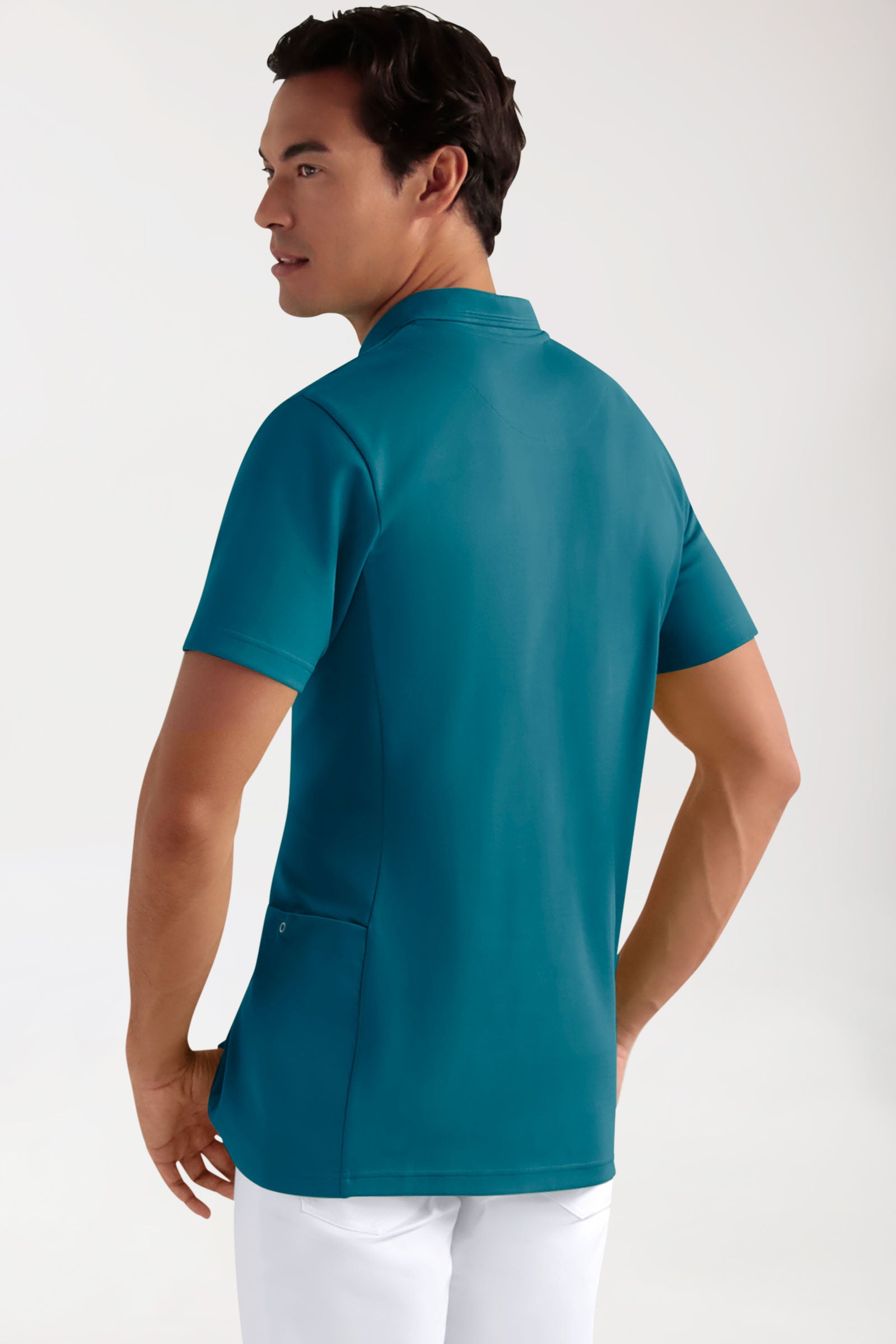 COMFY FLEX Stretch Schlupfkasack Herren - Polokragen petrol, Rückansicht 