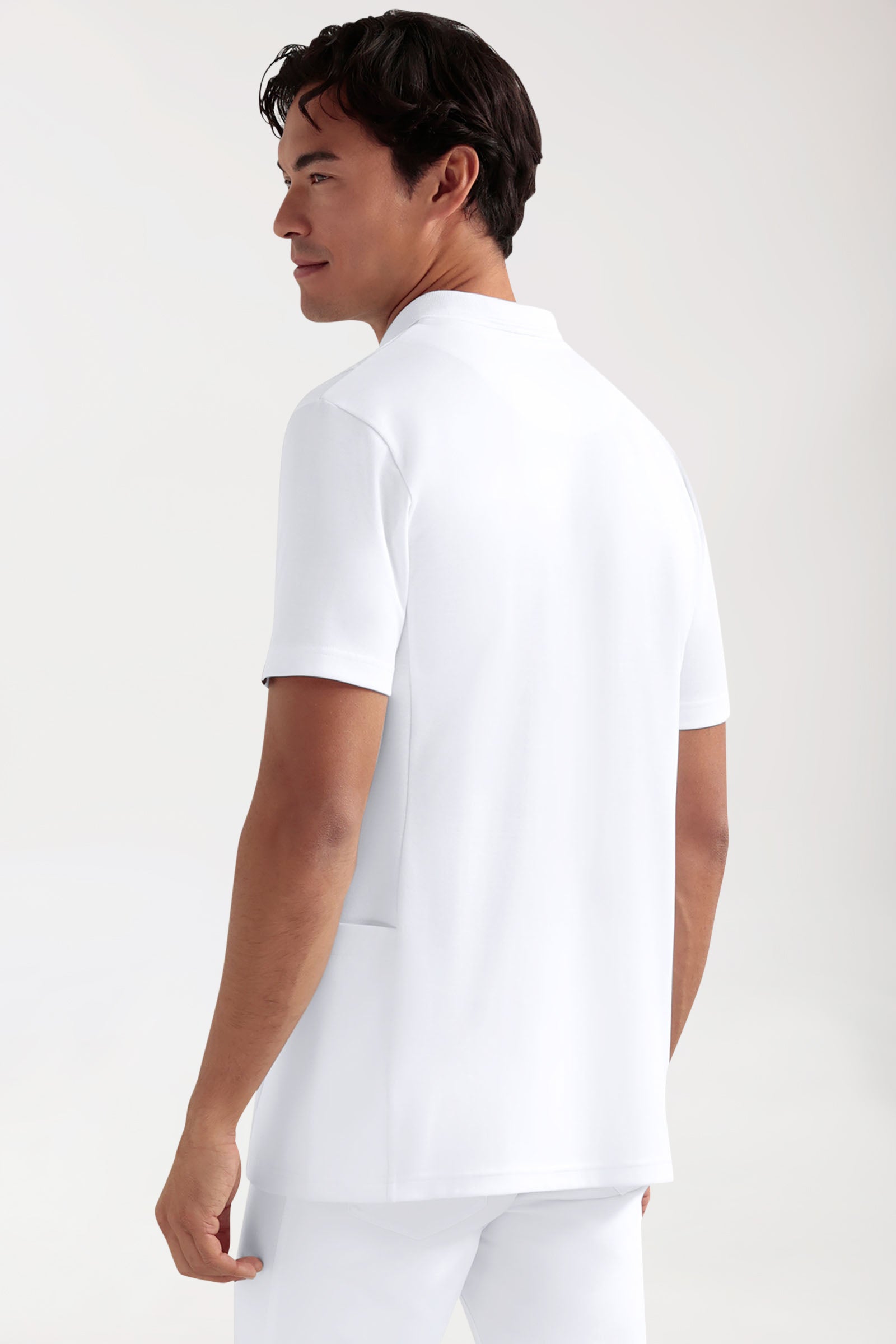 COMFY FLEX Stretch Schlupfkasack Herren - Polokragen weiß