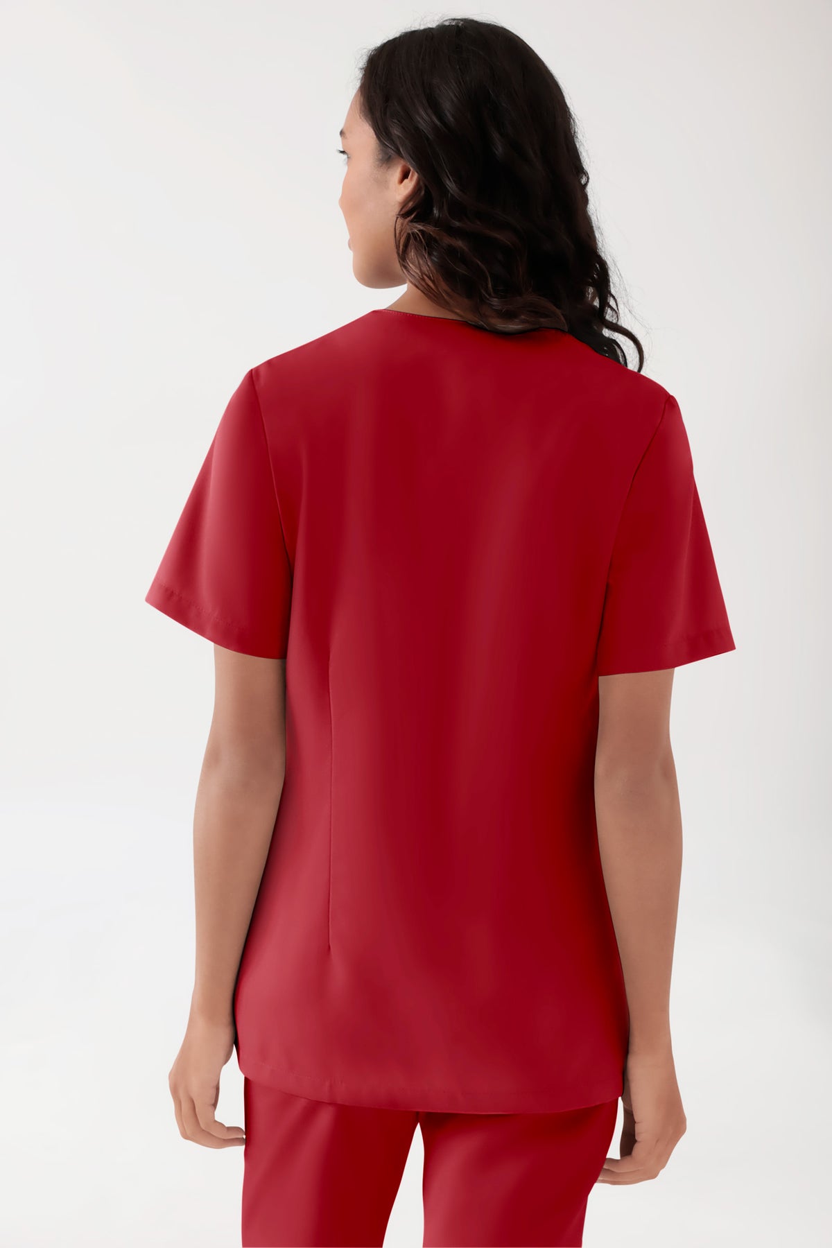 TENCEL™ Schlupfkasack Damen - V-Ausschnitt rot, Rückansicht 