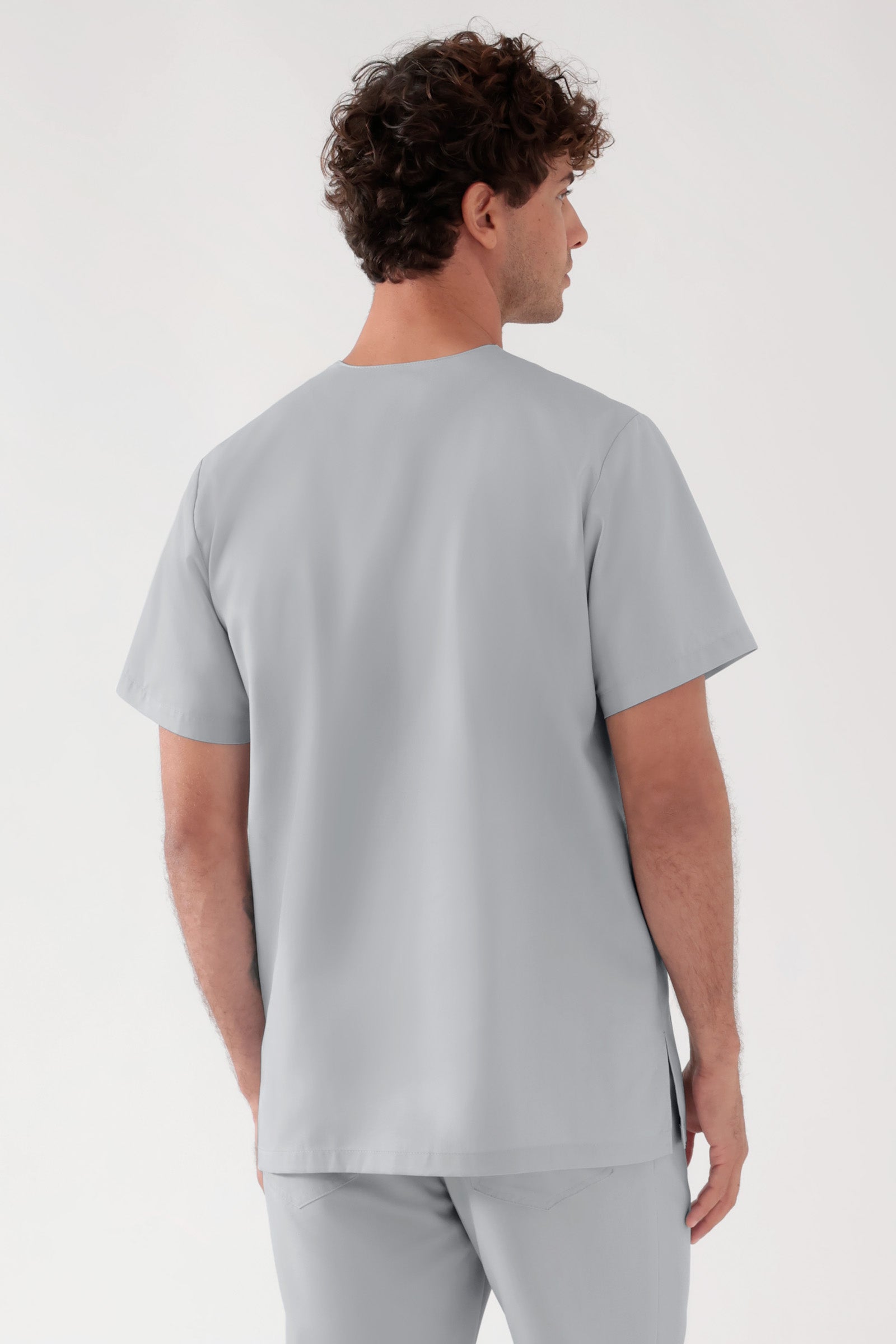 TENCEL™ Schlupfkasack Herren - V-Ausschnitt perlgrau
