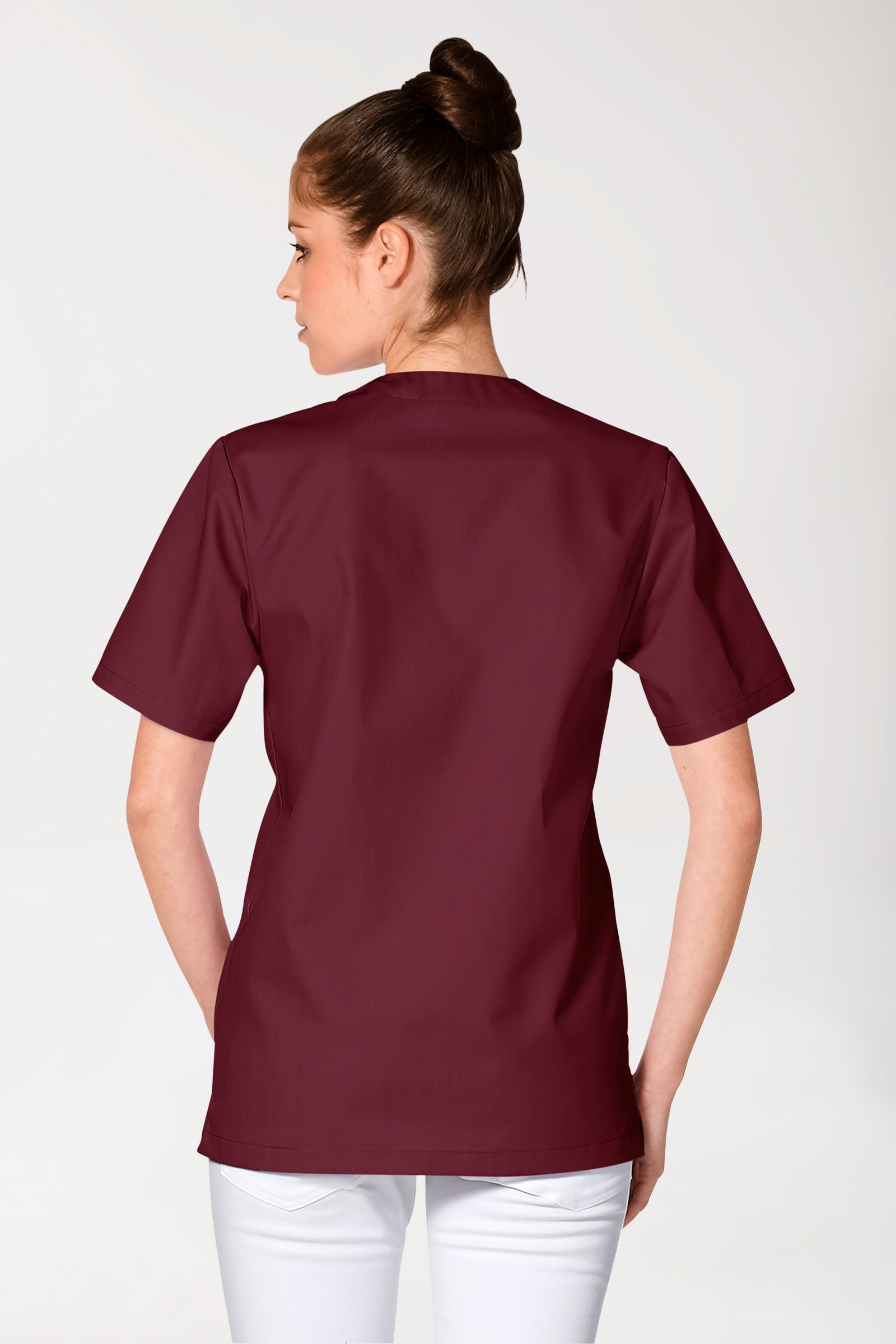 JUST STRONG Schlupfkasack Unisex - V-Ausschnitt bordeaux, Rückansicht 