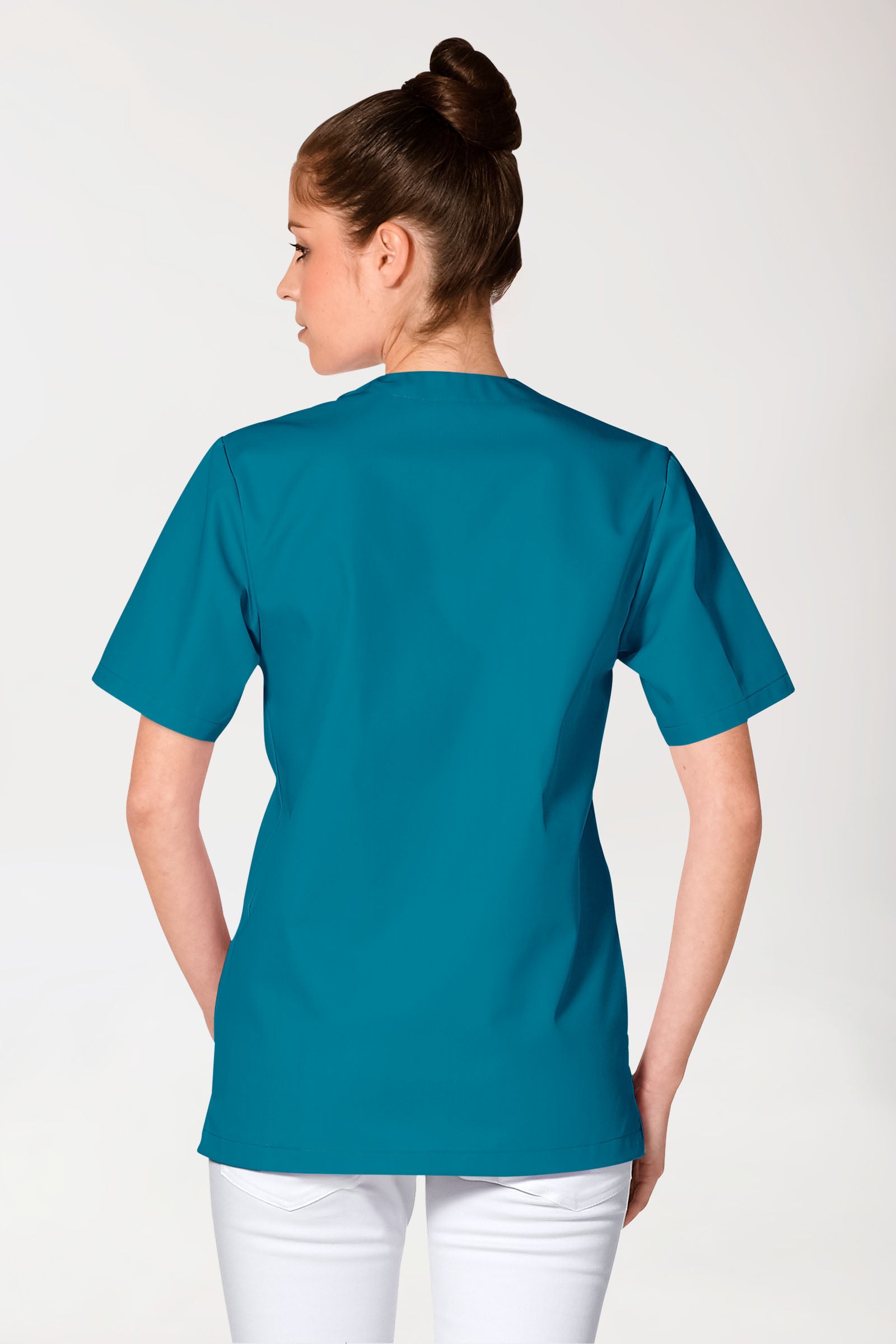 JUST STRONG Schlupfkasack Unisex - V-Ausschnitt petrol, Rückansicht 