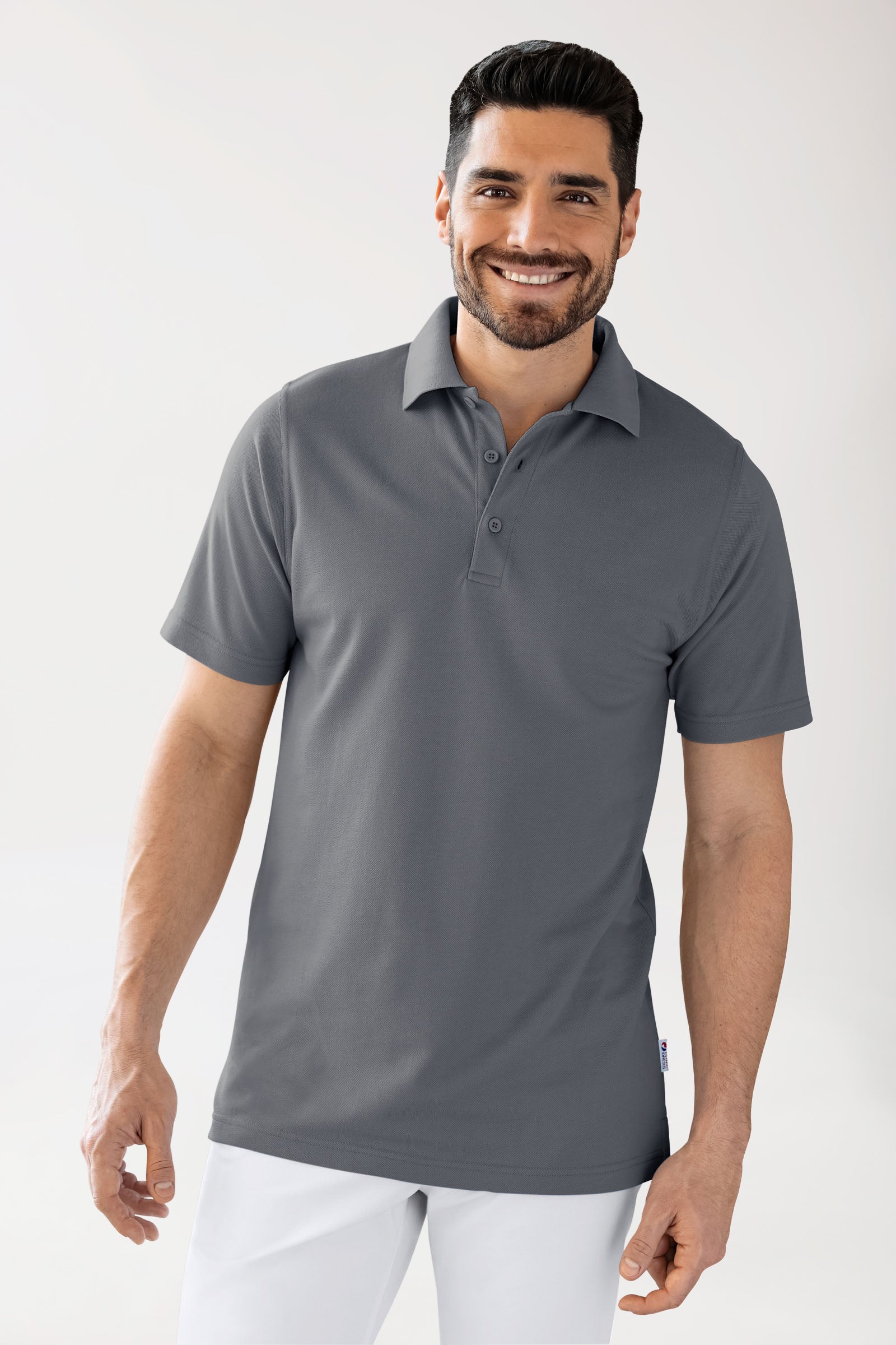 CORE Shirt Unisex - Polokragen steingrau, Rückansicht 
